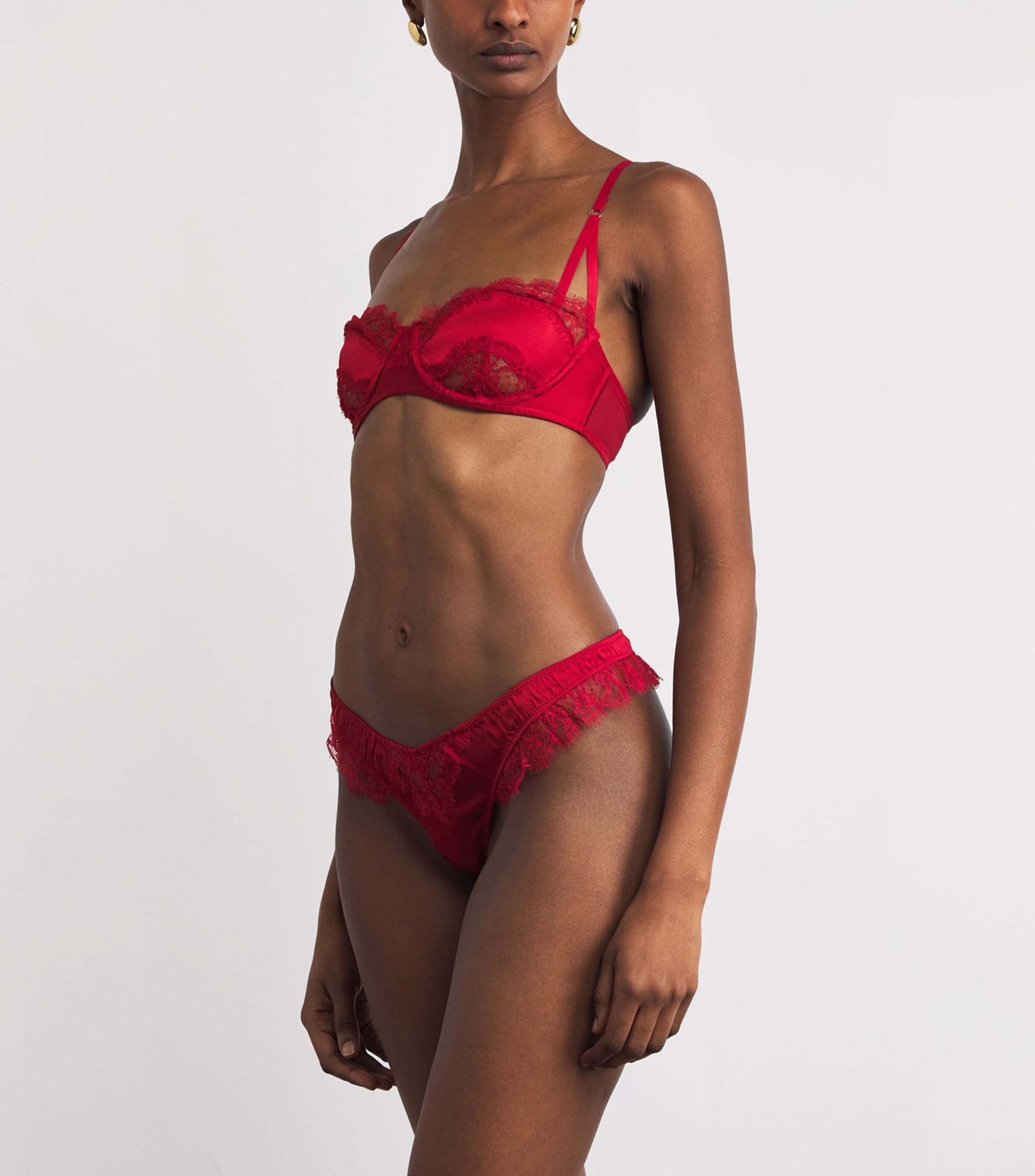 Stretch-Silk Lace Thong RED 600 Image 2