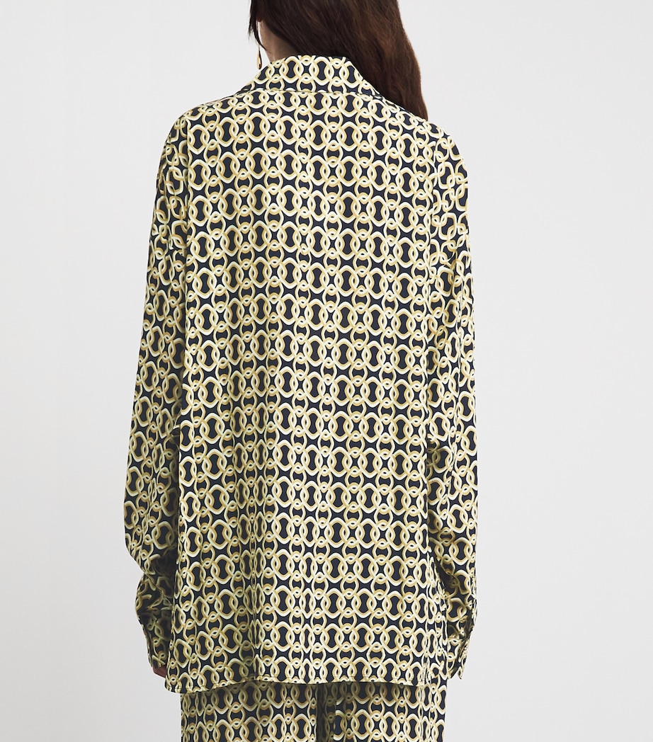 AWAY THAT DAY Womens Geometric St. Barts Shirt Navy/gold Link Prnt Image 5