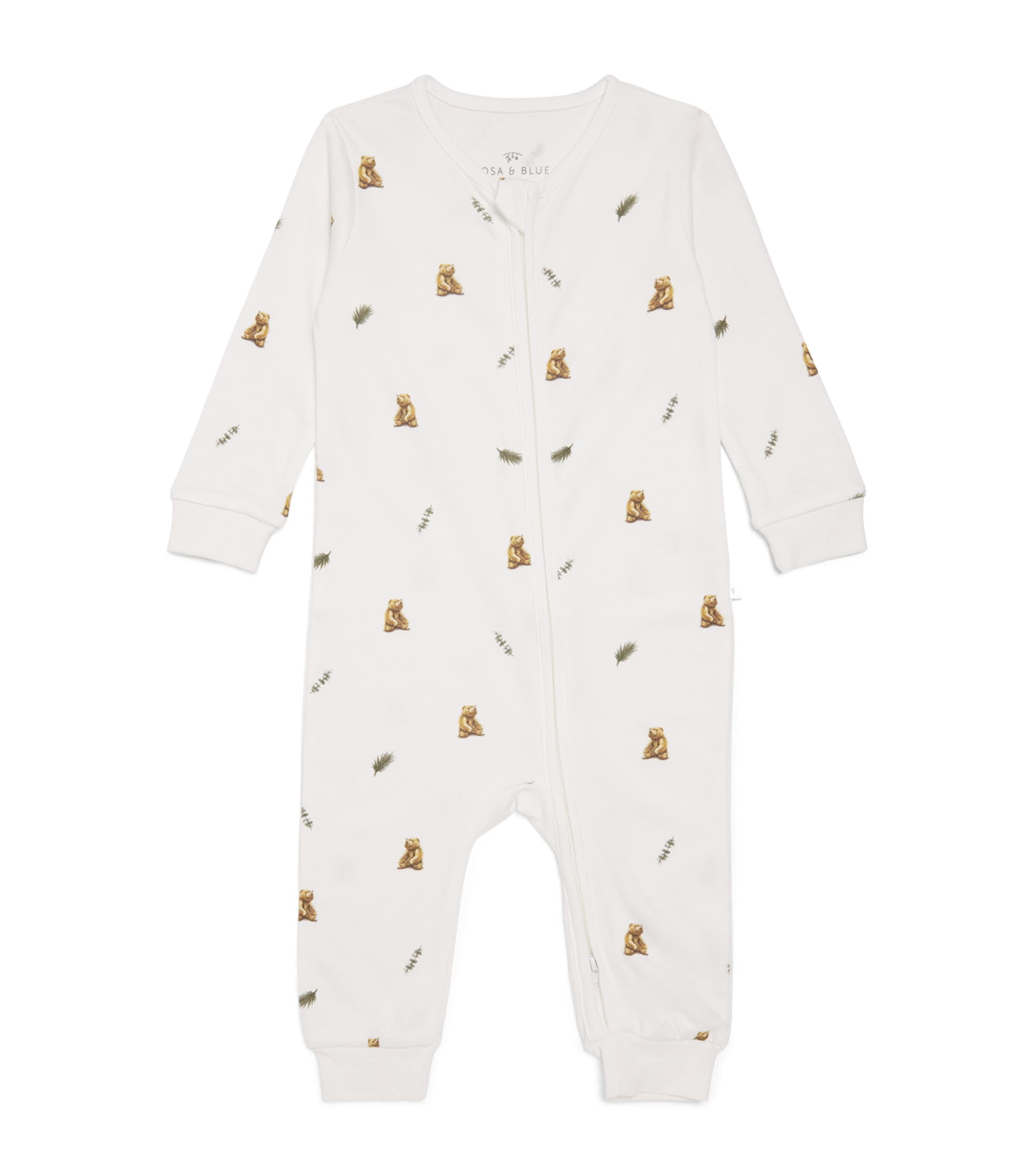 Rosa & Blue Brown Bear Playsuit (9-12 Months) Warm White Image 1