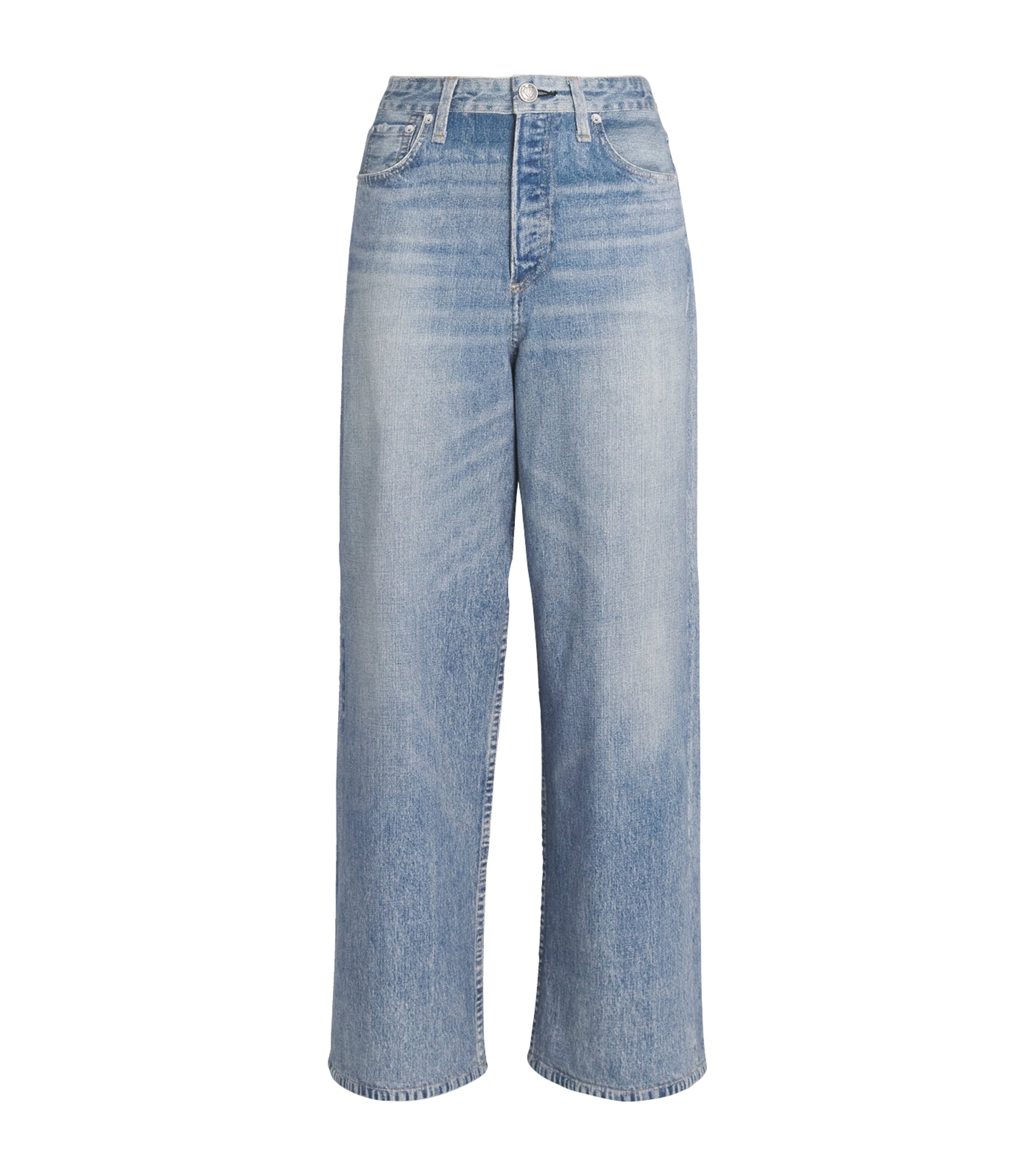 Rag & Bone Miramar Jeans-print Terry Trousers In Blue