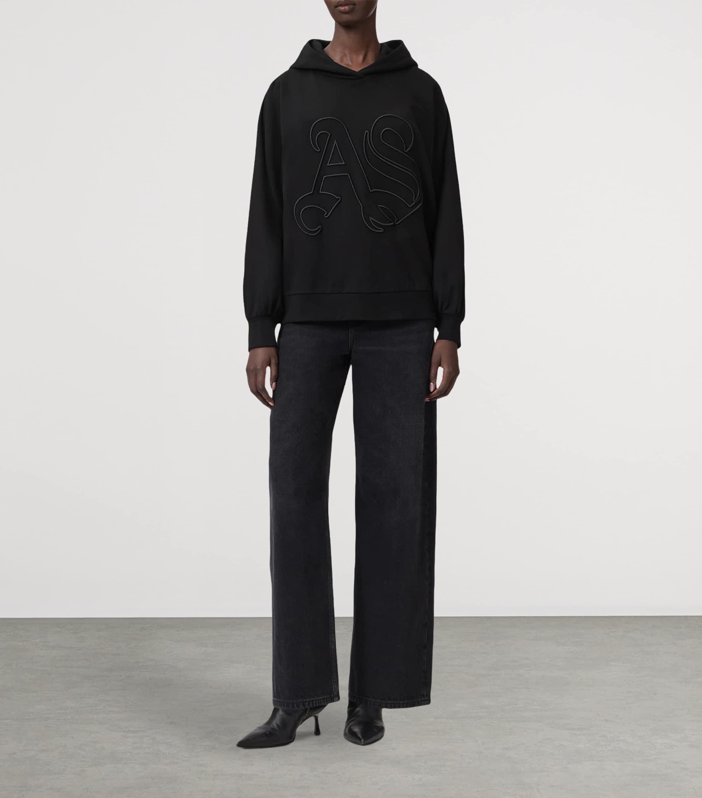 AllSaints Womens Cotton Artia Hoodie Black Image 2