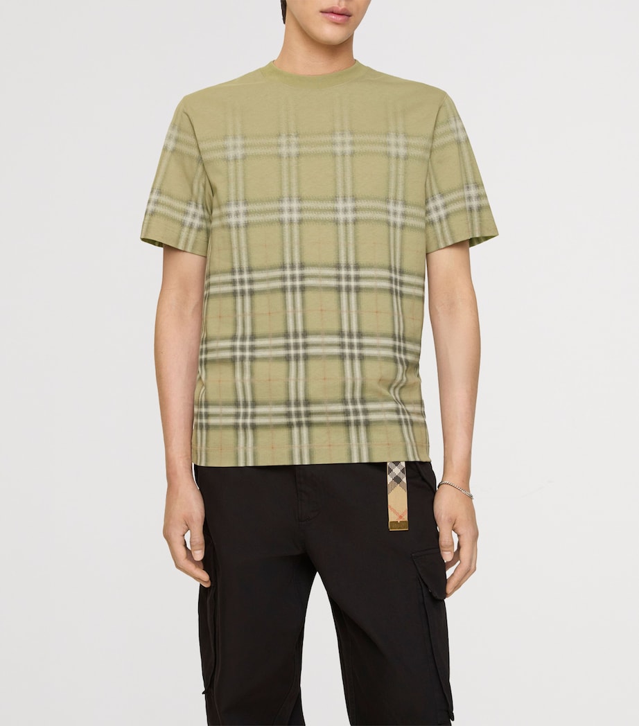 Burberry Mens Cotton Gradient Check T-Shirt Glade Green Ip Check Image 2