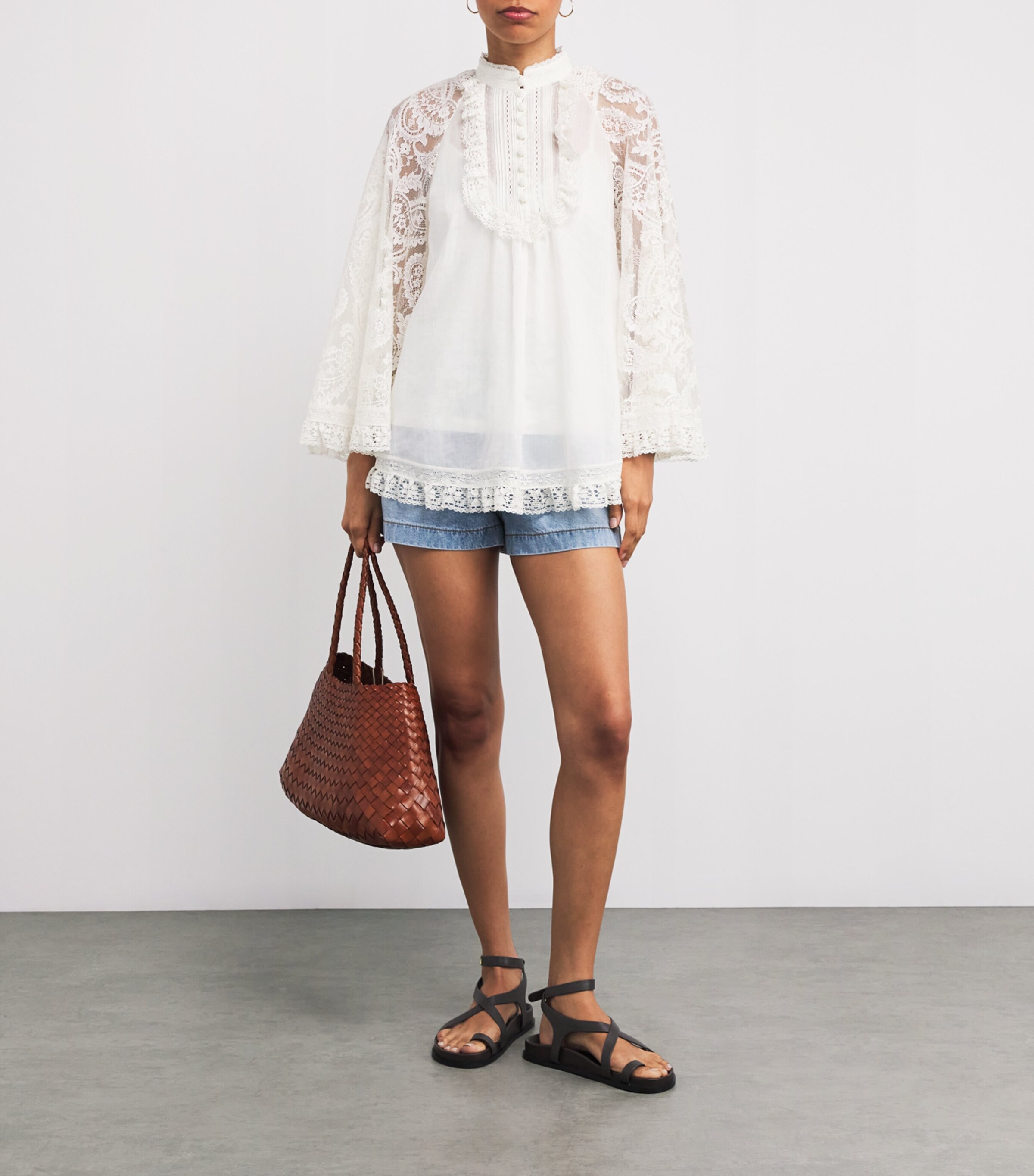 ワンピース ZIMMERMANN ASCENSION LACE YOKE RAMIE TUNIC Zimmermann Ascension Lace Yoke Tunic | Saks Fifth Avenue