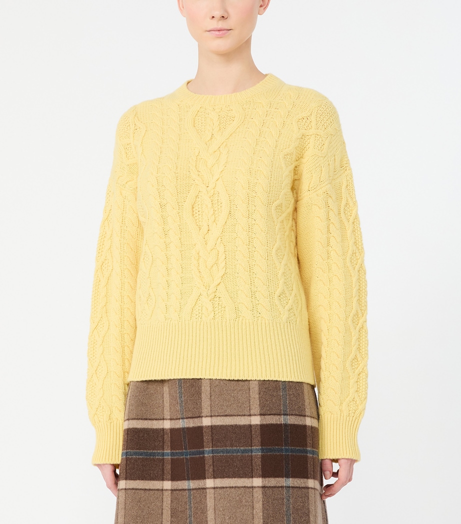 Weekend Max Mara Womens Wool Cable Knit Sweater Honey Image 3