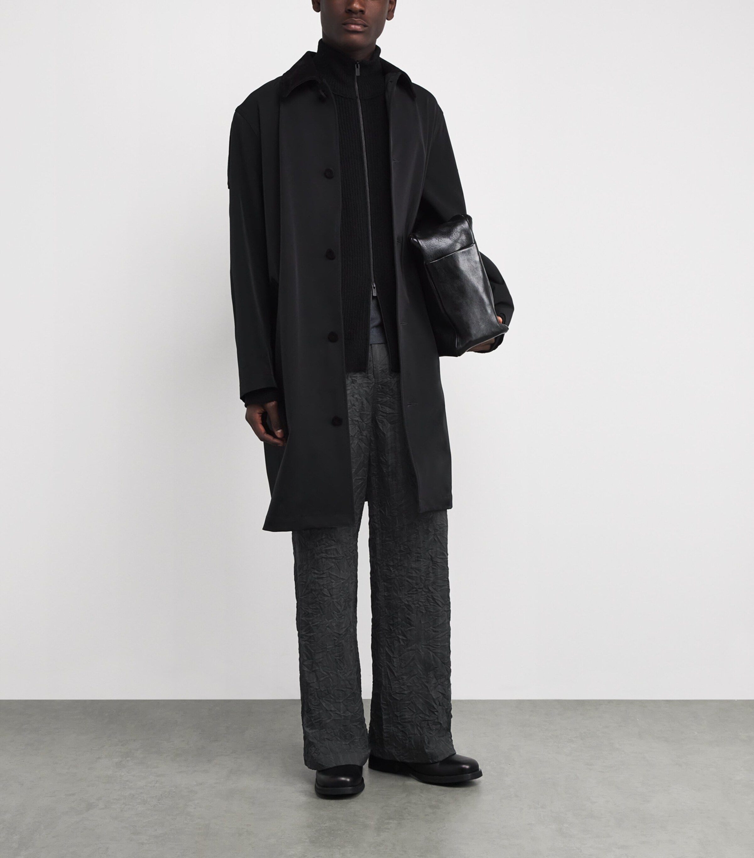 Crinkle-Effect Franco Trousers CHARCOAL STRIPE Image 2