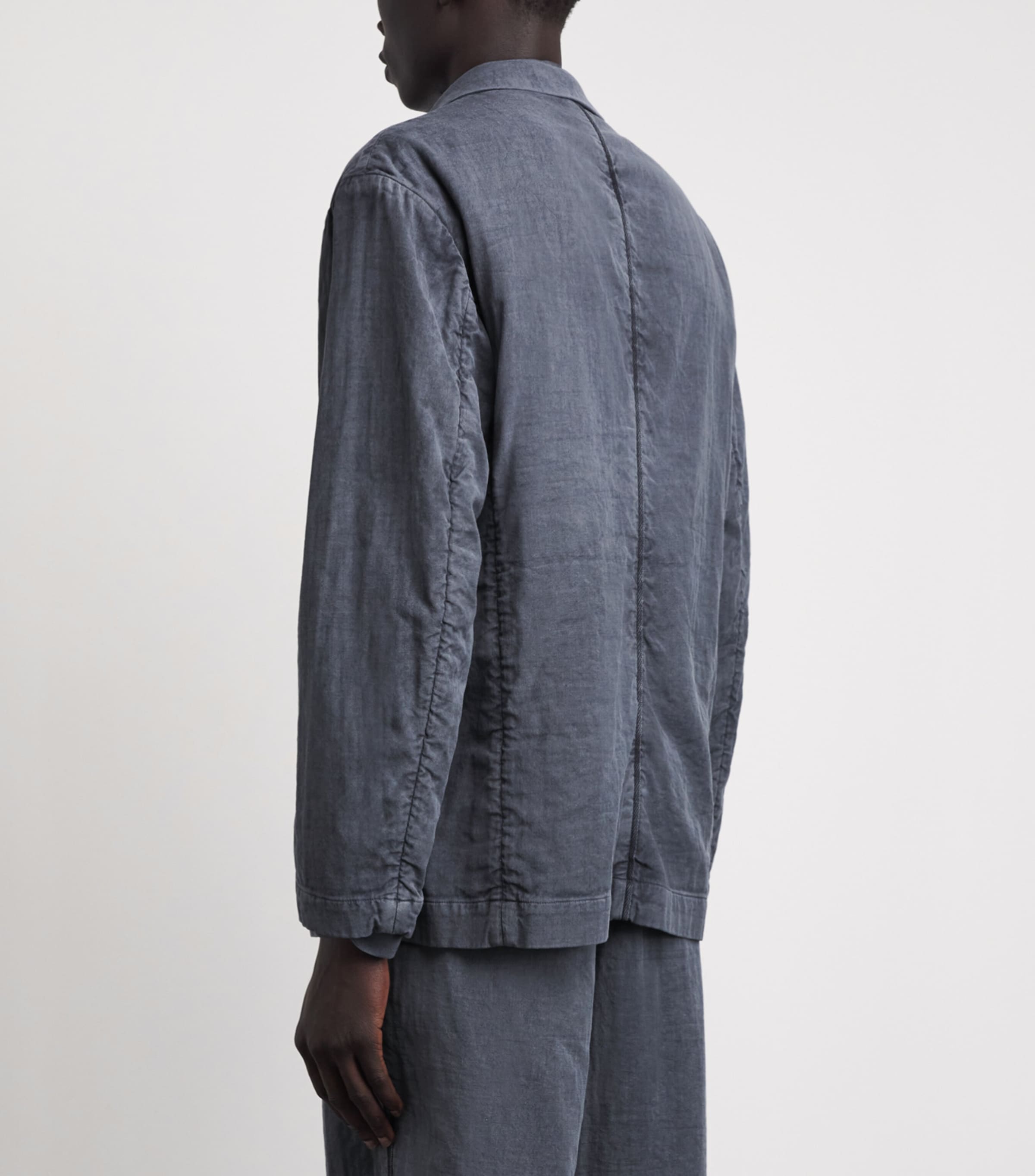 IM MEN Mens Cotton Pigment-Dyed Blazer Charcoal Gray Image 5