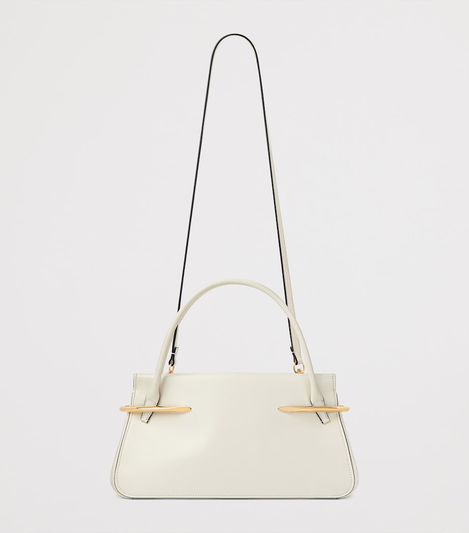 Medium Leather Pinch Top-Handle Bag IVORY Image 4