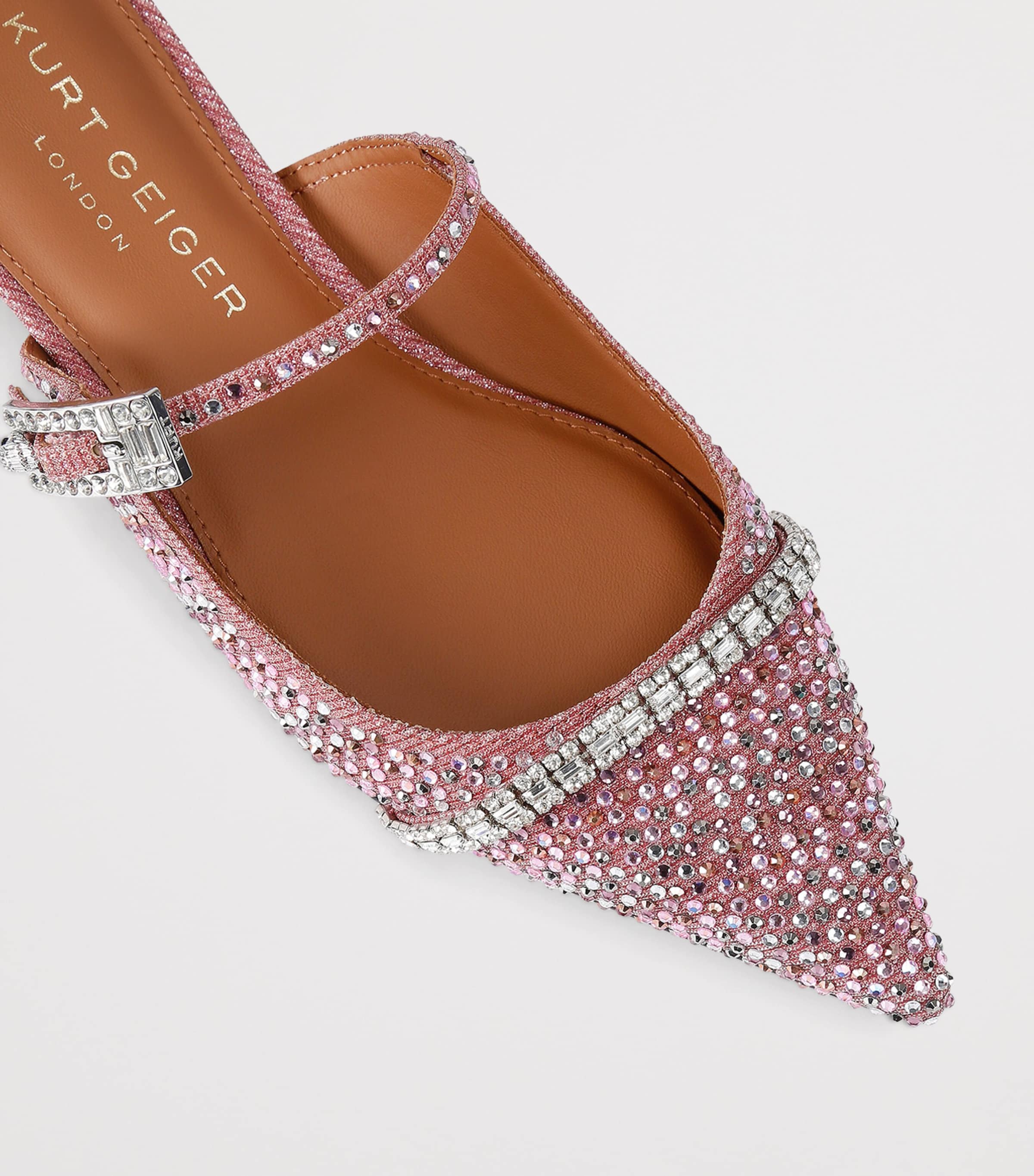 Kurt Geiger London Embellished Strass Flat Mules Pink Image 2