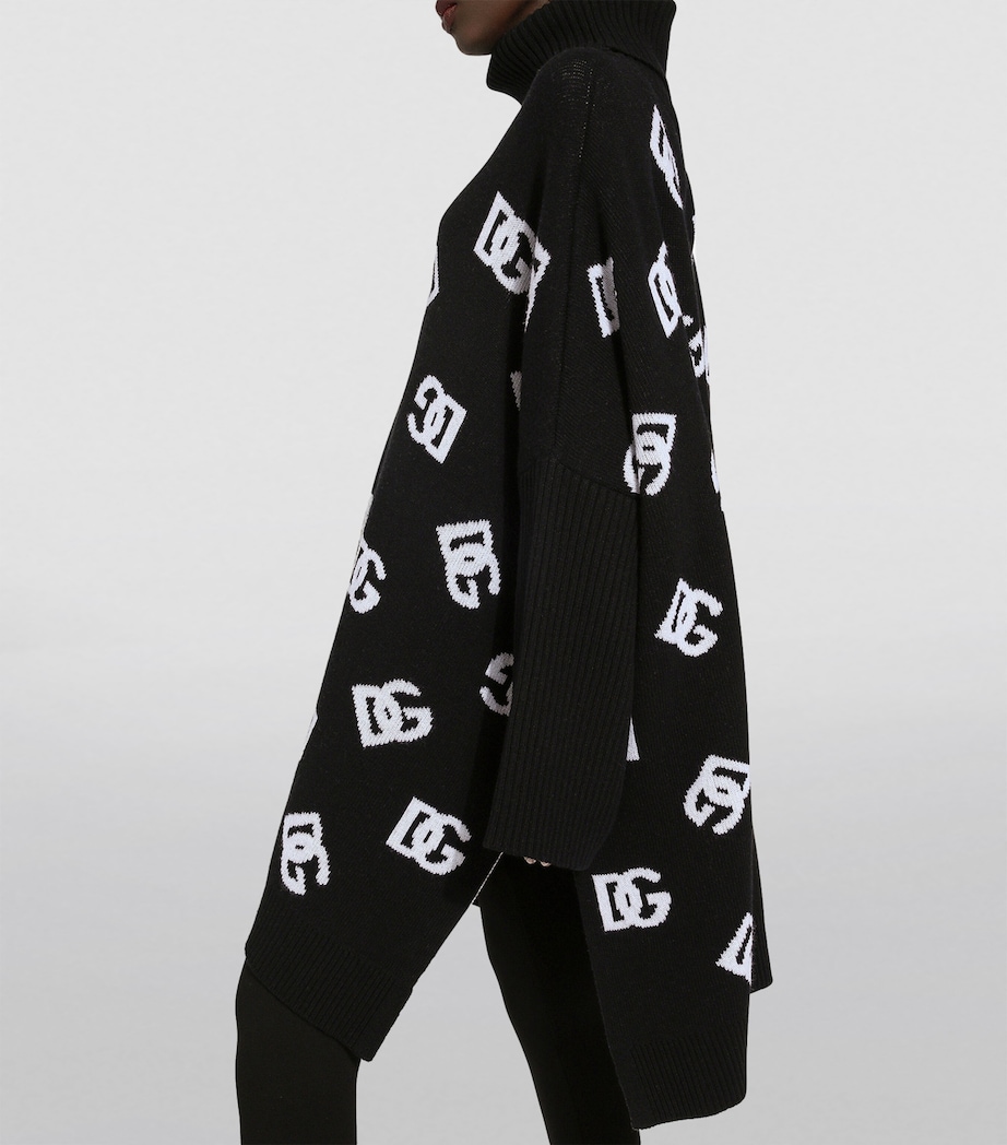 Wool Logo Poncho N0004-BLACK/WHITE Image 3