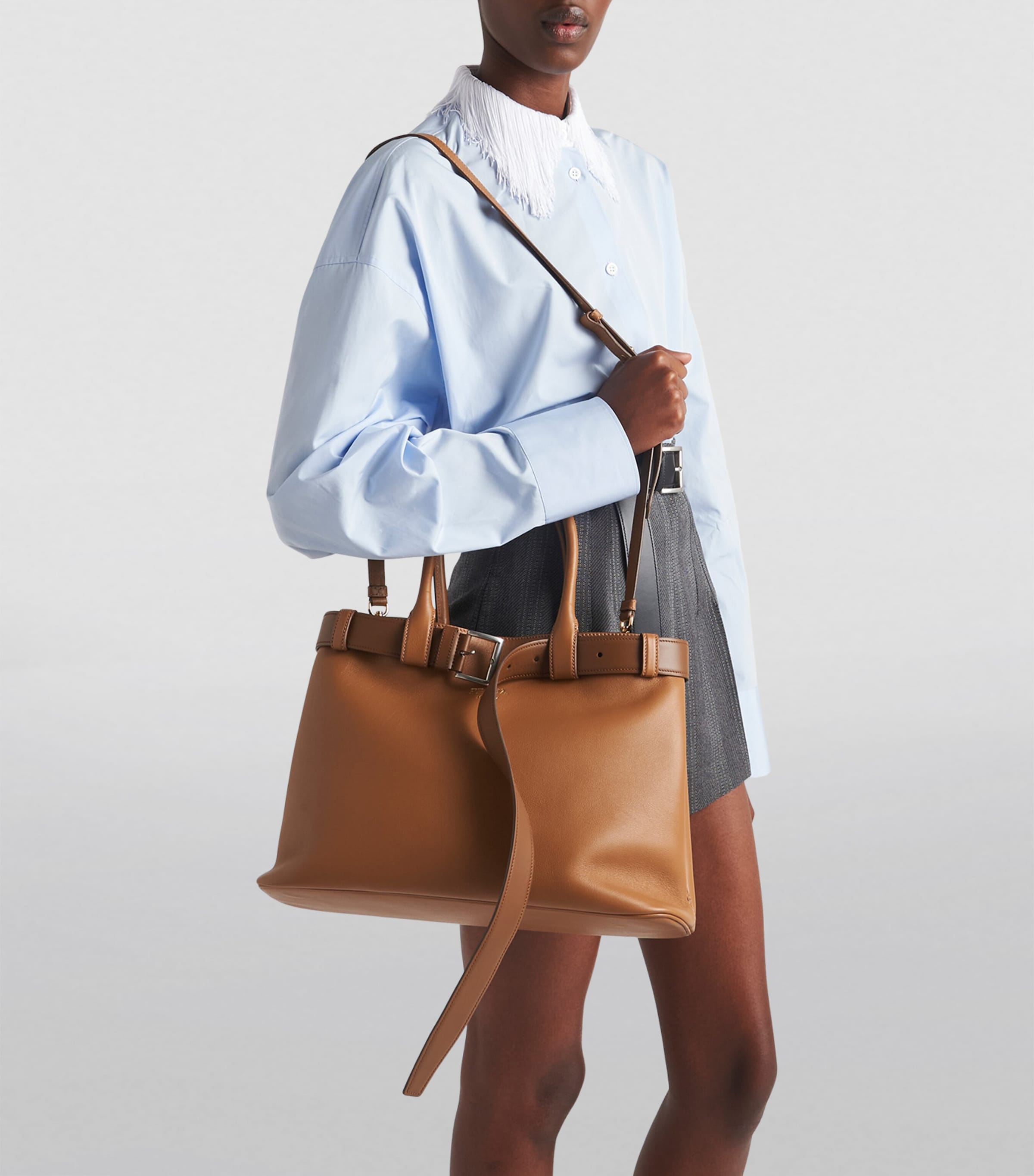 Large Leather Buckle Tote Bag F03BH Image 6