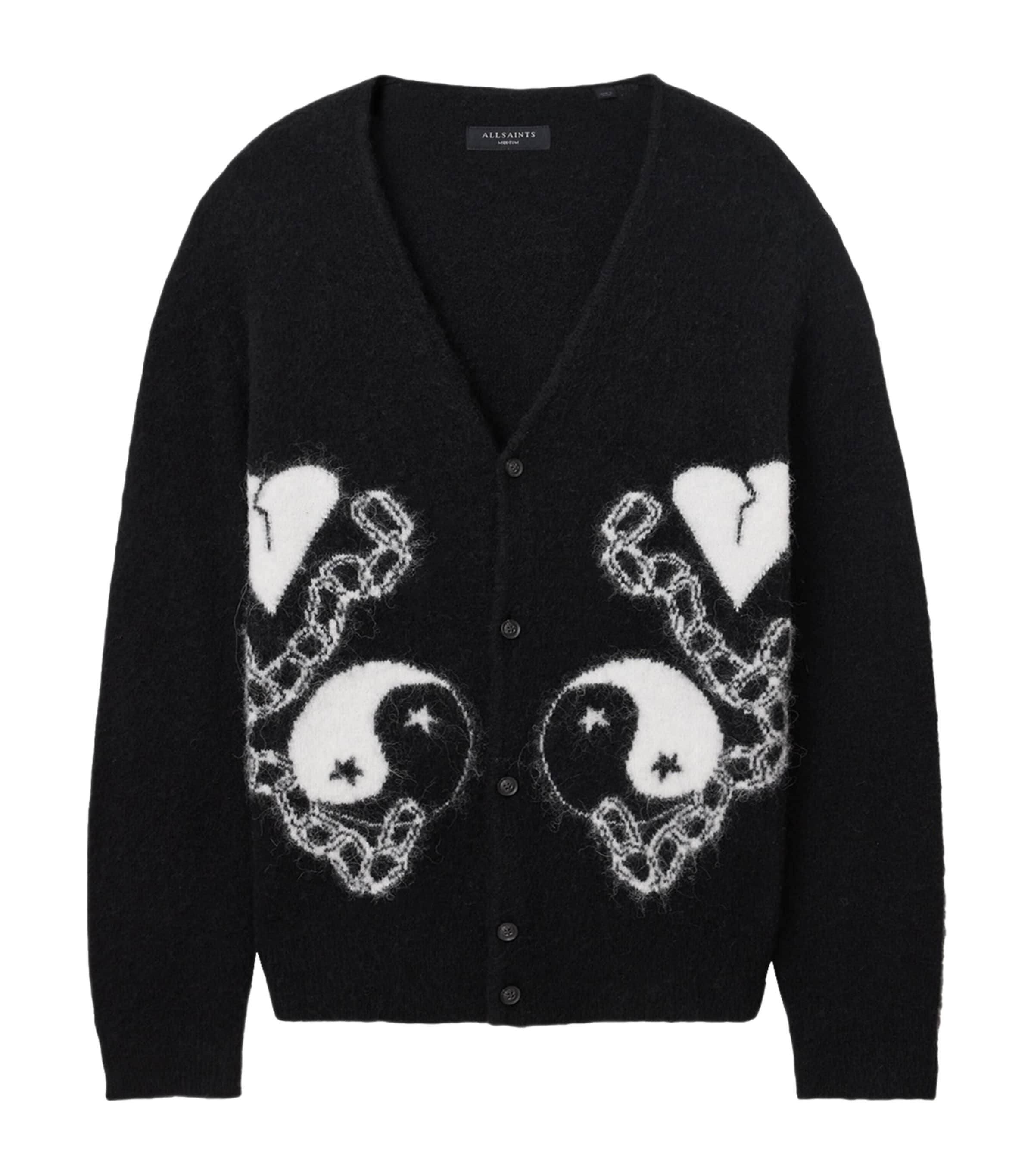 Allsaints Wool-blend Reflections Cardigan In Black