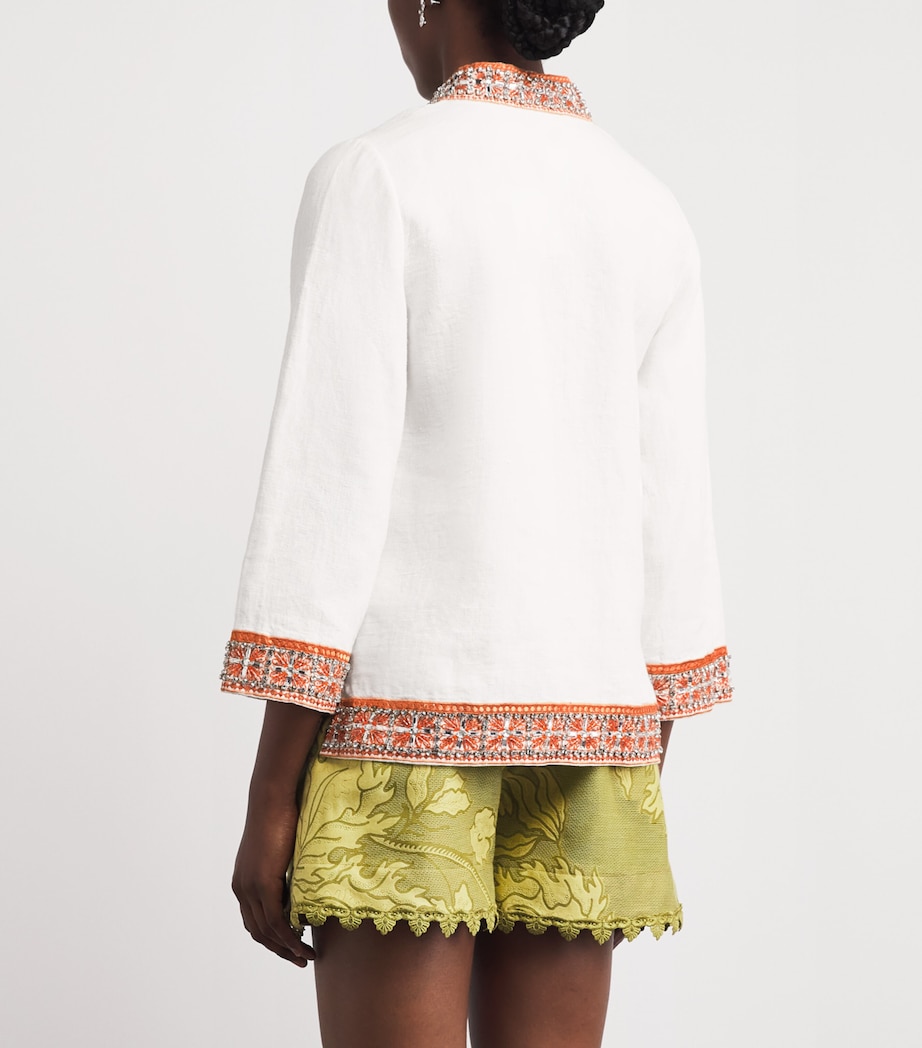 Alice+Olivia Womens Linen Embellished Eleonora Tunic Oatmeal Melange/mlti Image 5