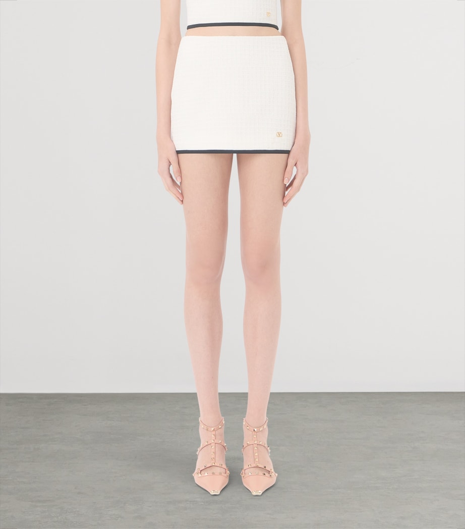 Valentino Womens Cotton Tweed Mini Skirt Cbj Image 3