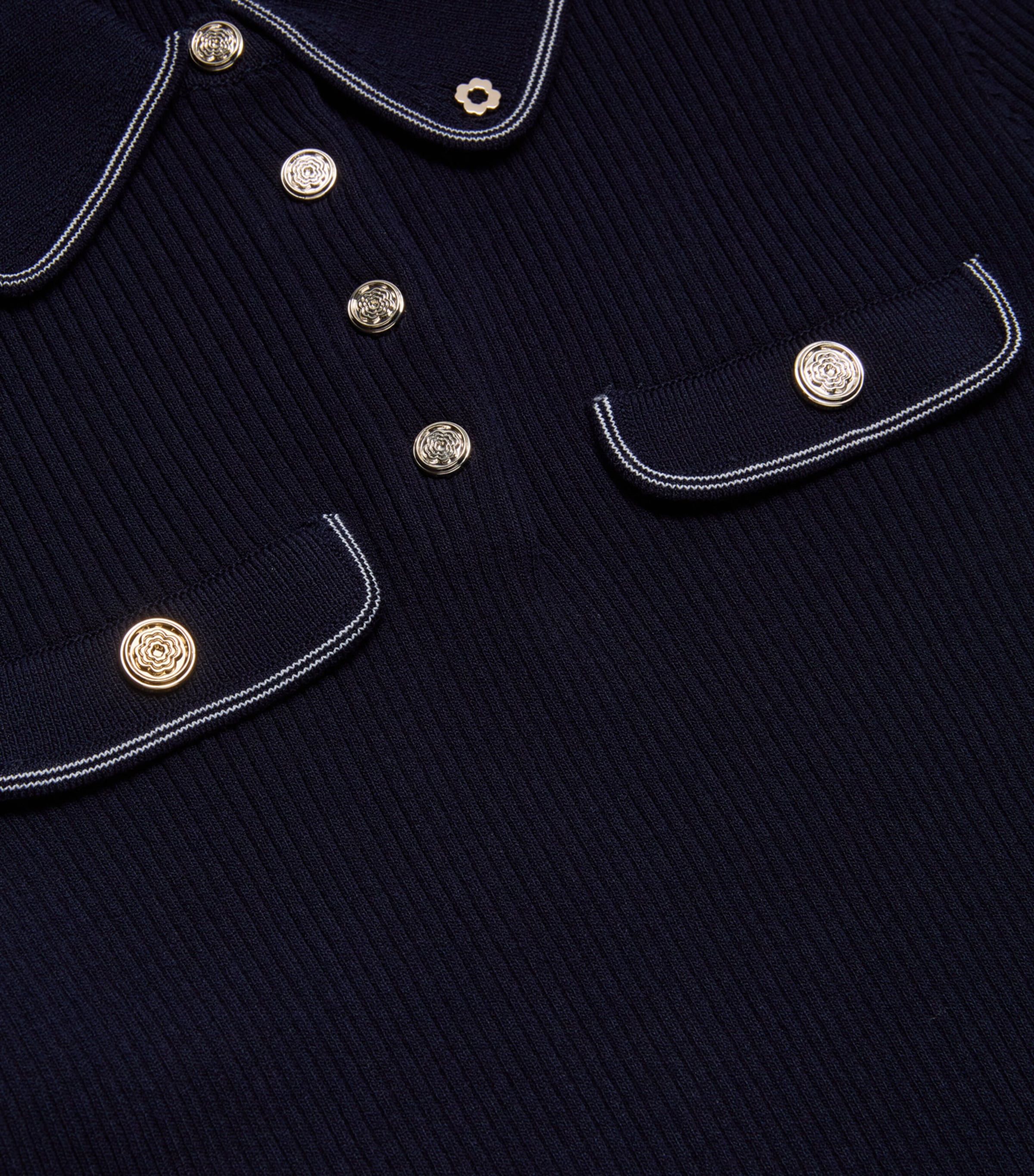 Ribbed Polo Shirt NAVY Image 2