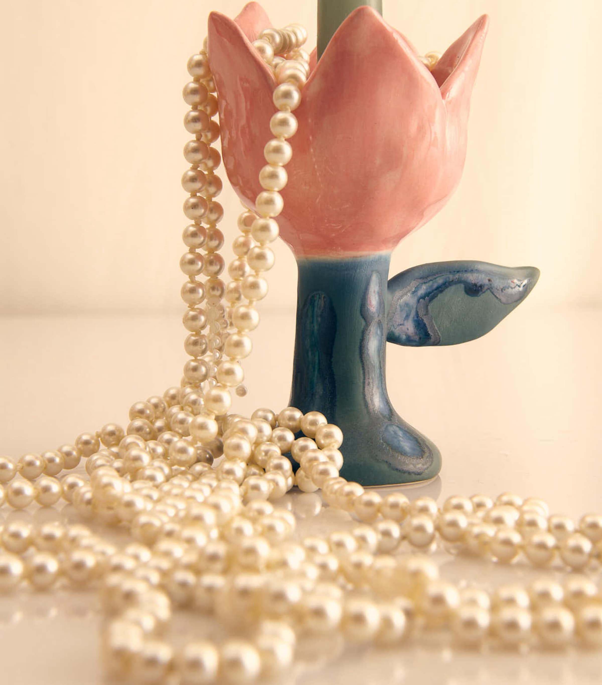 Catarina Flower Candleholder (14cm) PINK/REACTIVE GREEN Image 2