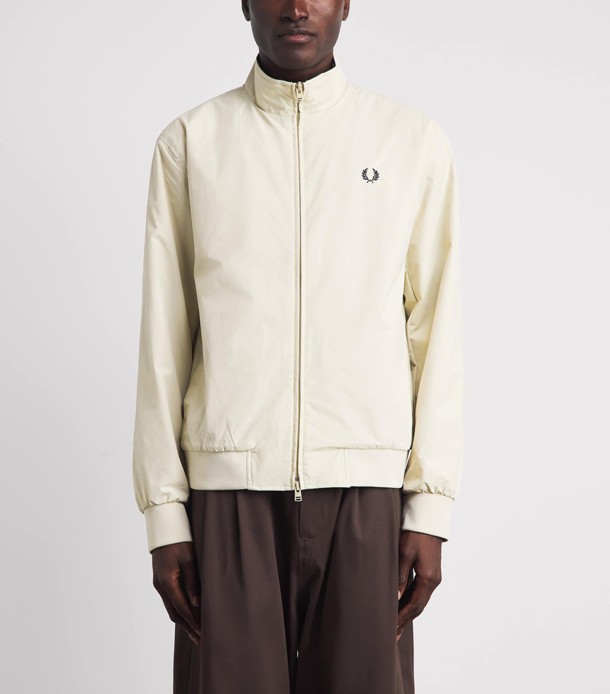 Fred Perry Mens High-Neck Brentham Jacket Oatmeal Image 4