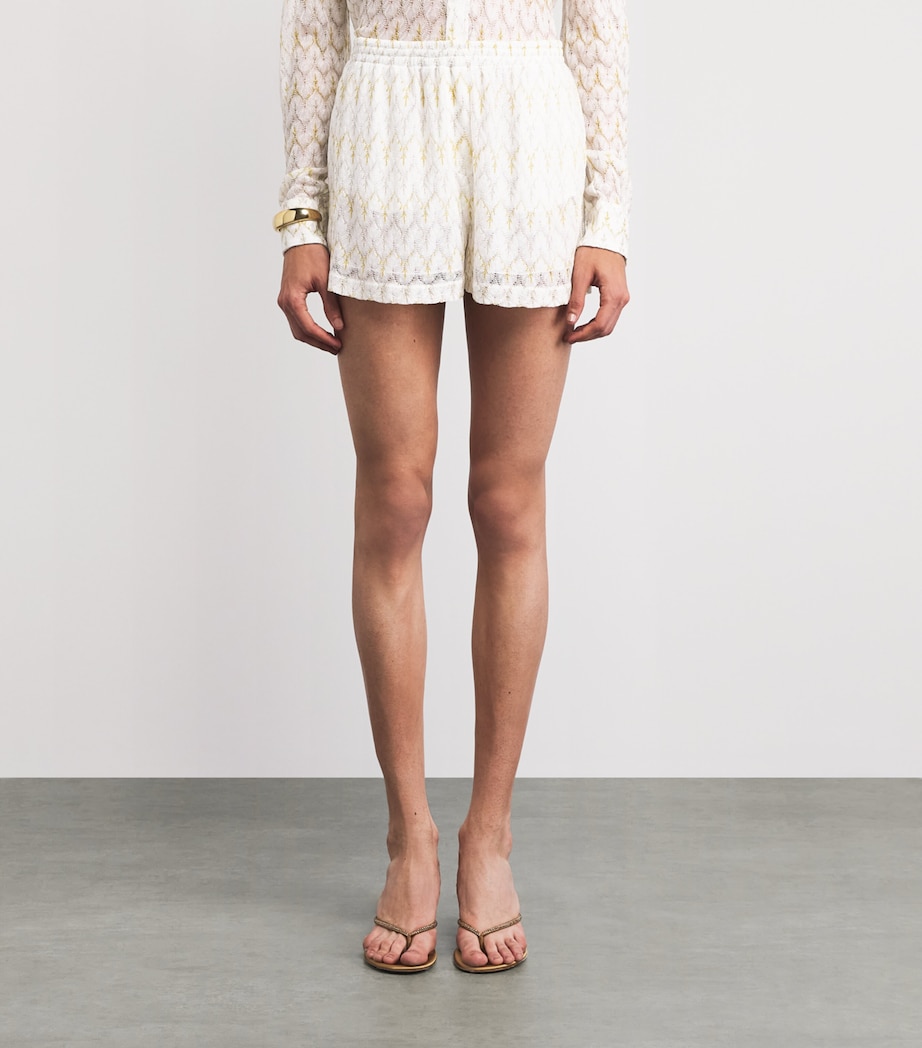 Missoni Womens Crochet Zigzag Shorts White /gold Image 4