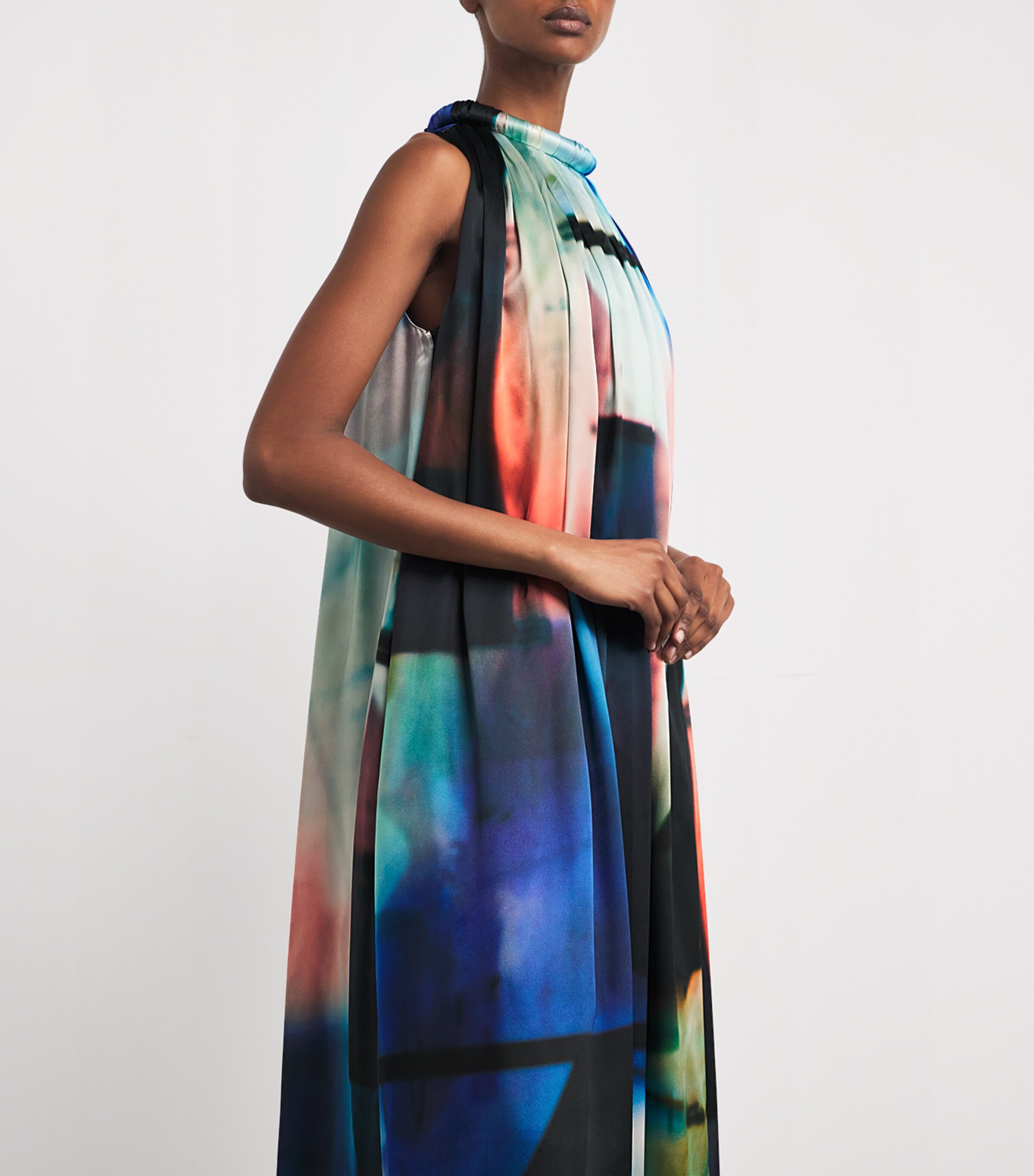 Roksanda Womens Silk Abstract Print Maxi Dress Blue Pink Photo Image 4
