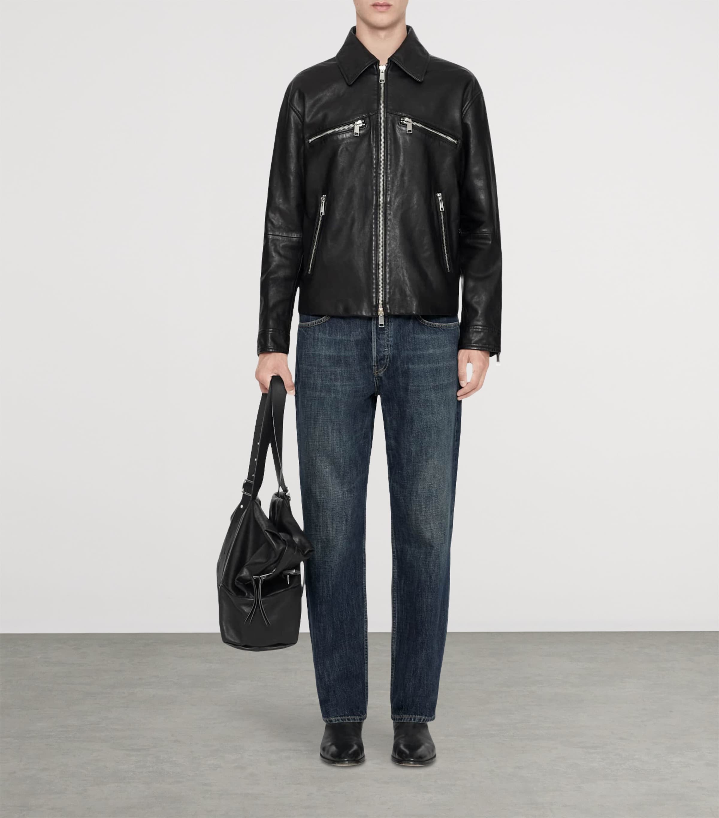 AllSaints Mens Lambskin Vegason Jacket Black Image 2