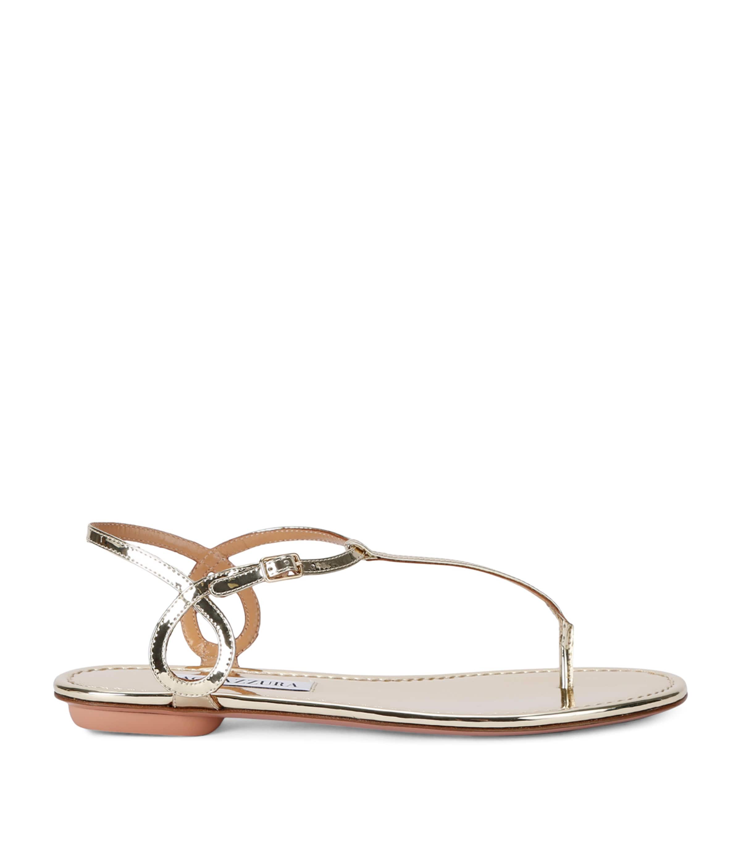 Aquazzura Metallic Leather Almost Bare Sandals Gold Image 1