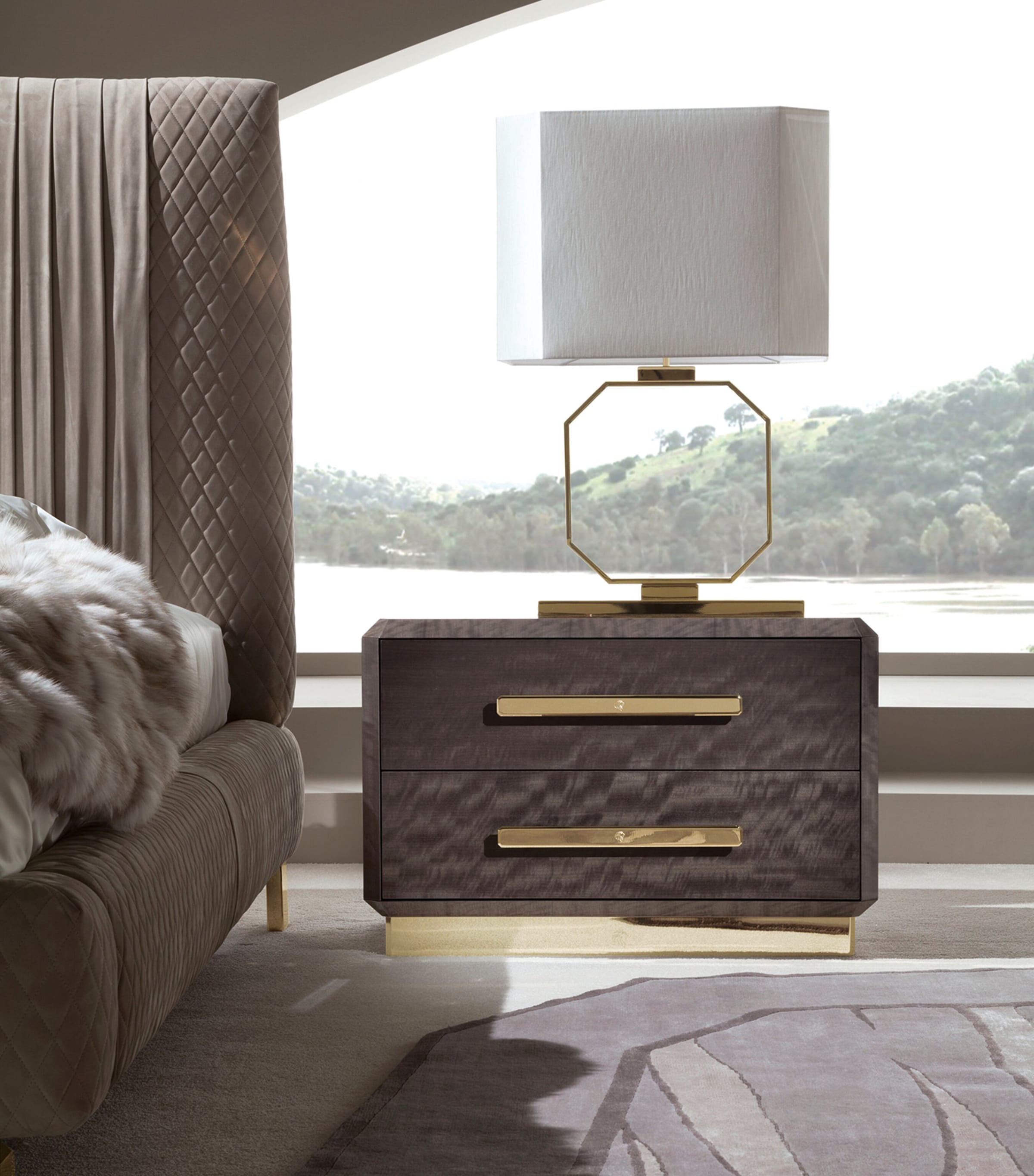 Giorgio Collection Infinity Bedside Table Mahogany And Gold Image 3