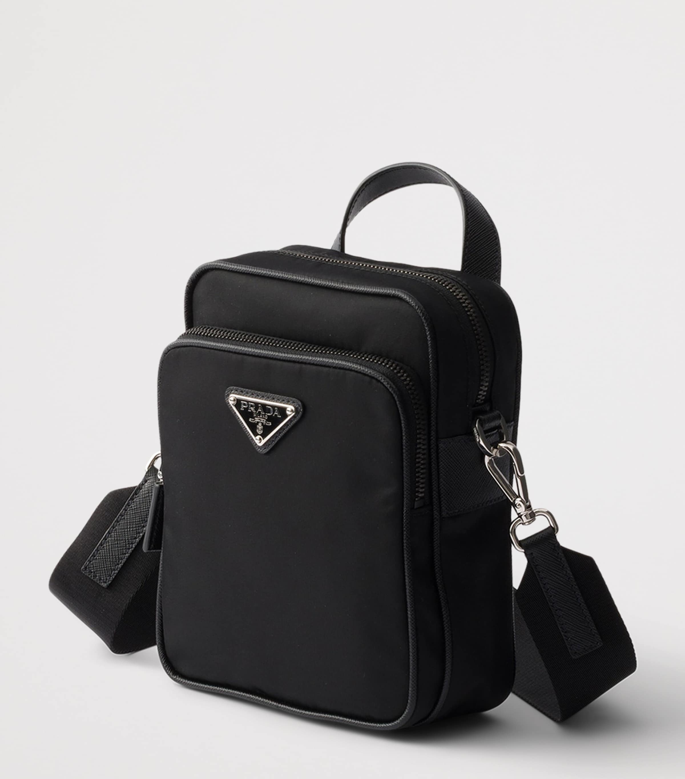 Prada Re-Nylon and Saffiano Leather Messenger Bag Black Image 3
