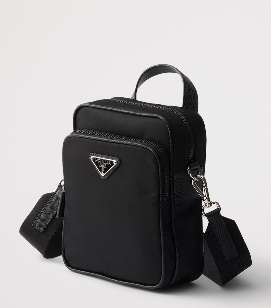 Prada Re-Nylon and Saffiano Leather Messenger Bag Black Image 3