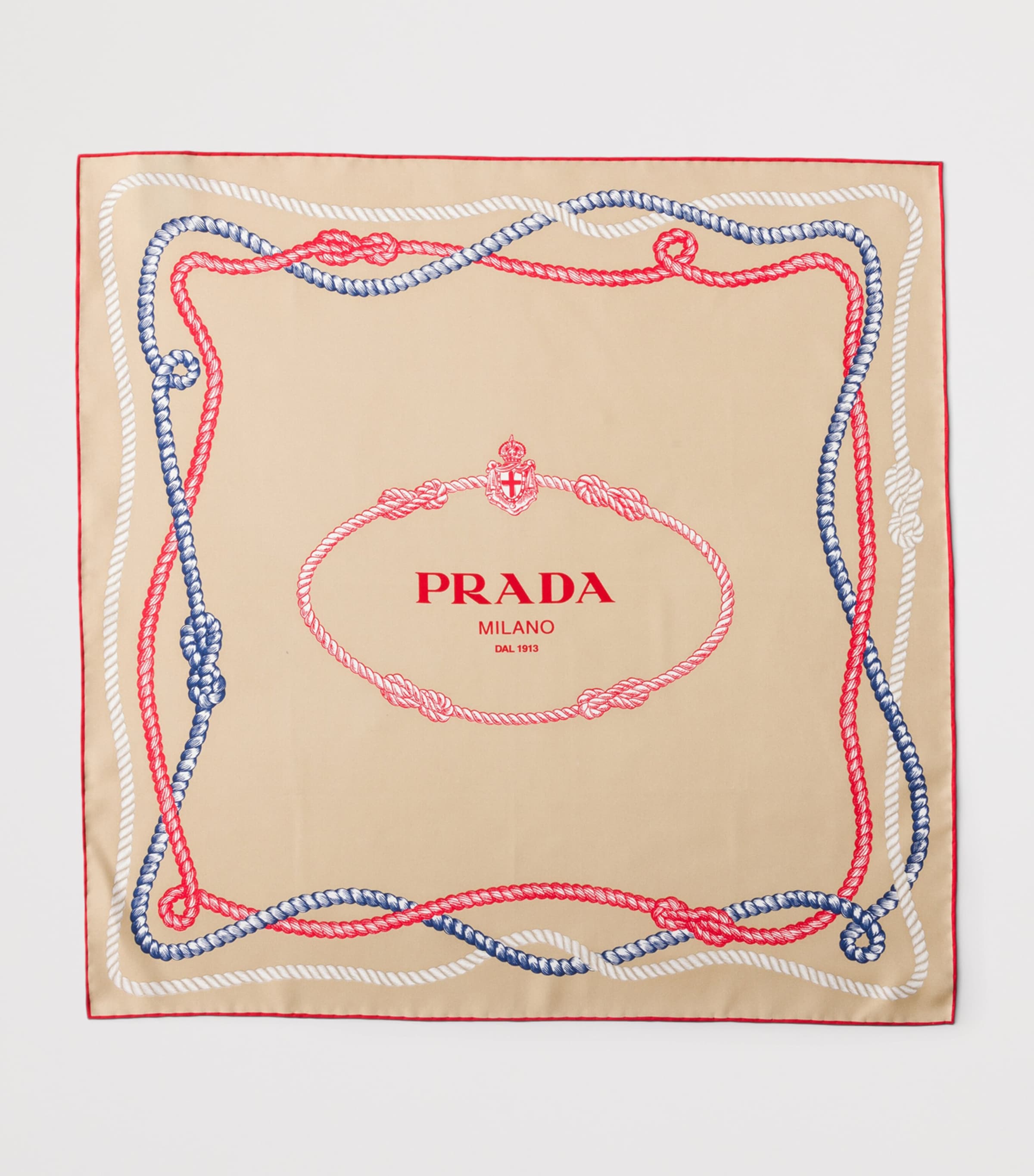 Prada Silk Twill Ropes Print Square Scarf Brown Image 2
