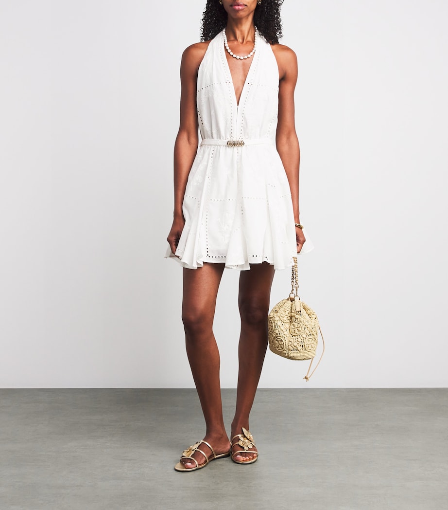 Cotton Embroidered Mini Dress WHITE Image 2