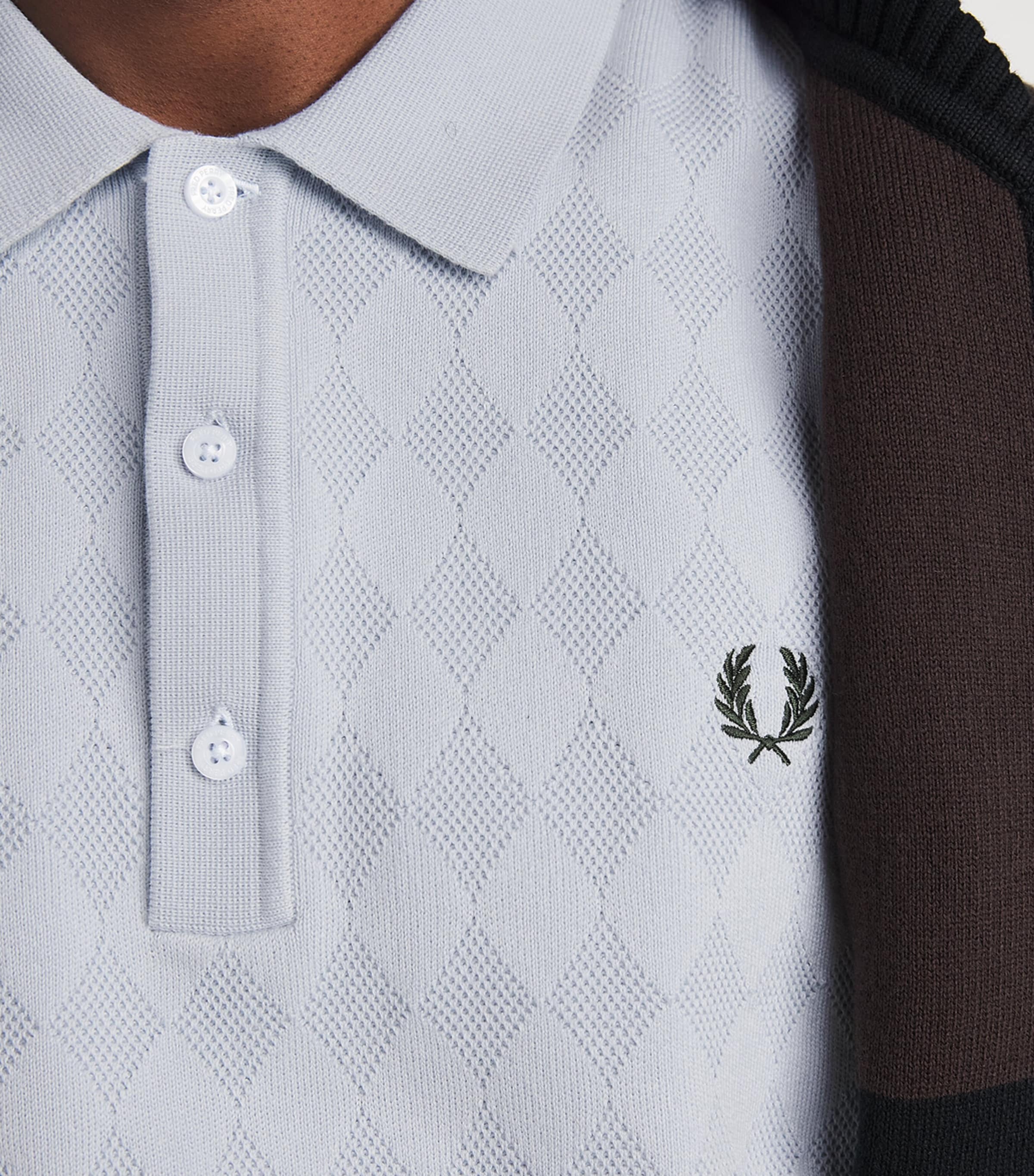 Fred Perry Mens Cotton Pointelle Polo shirt Dusky Blue Image 3