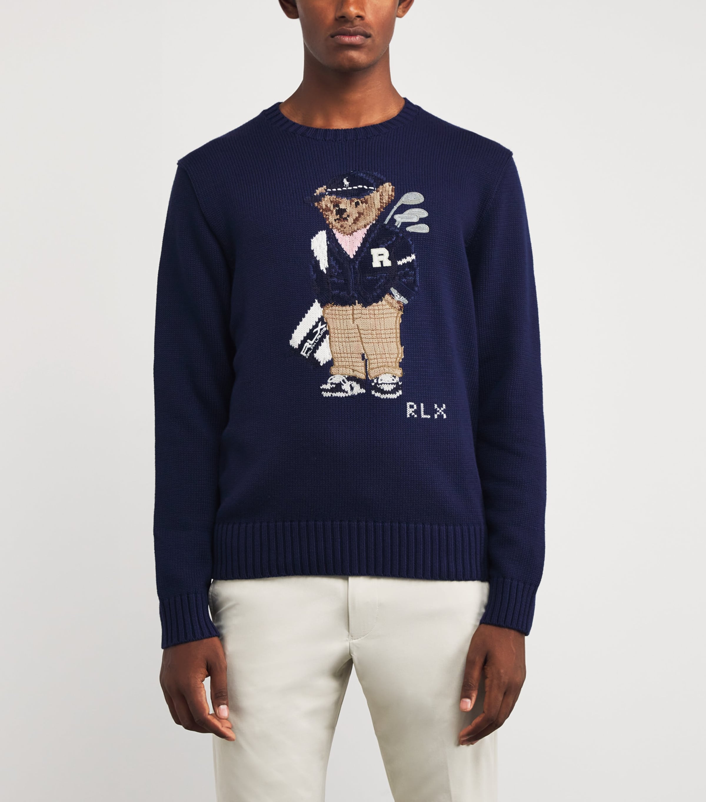 Cotton-Blend Polo Bear Sweater REFINED NAVY Image 3