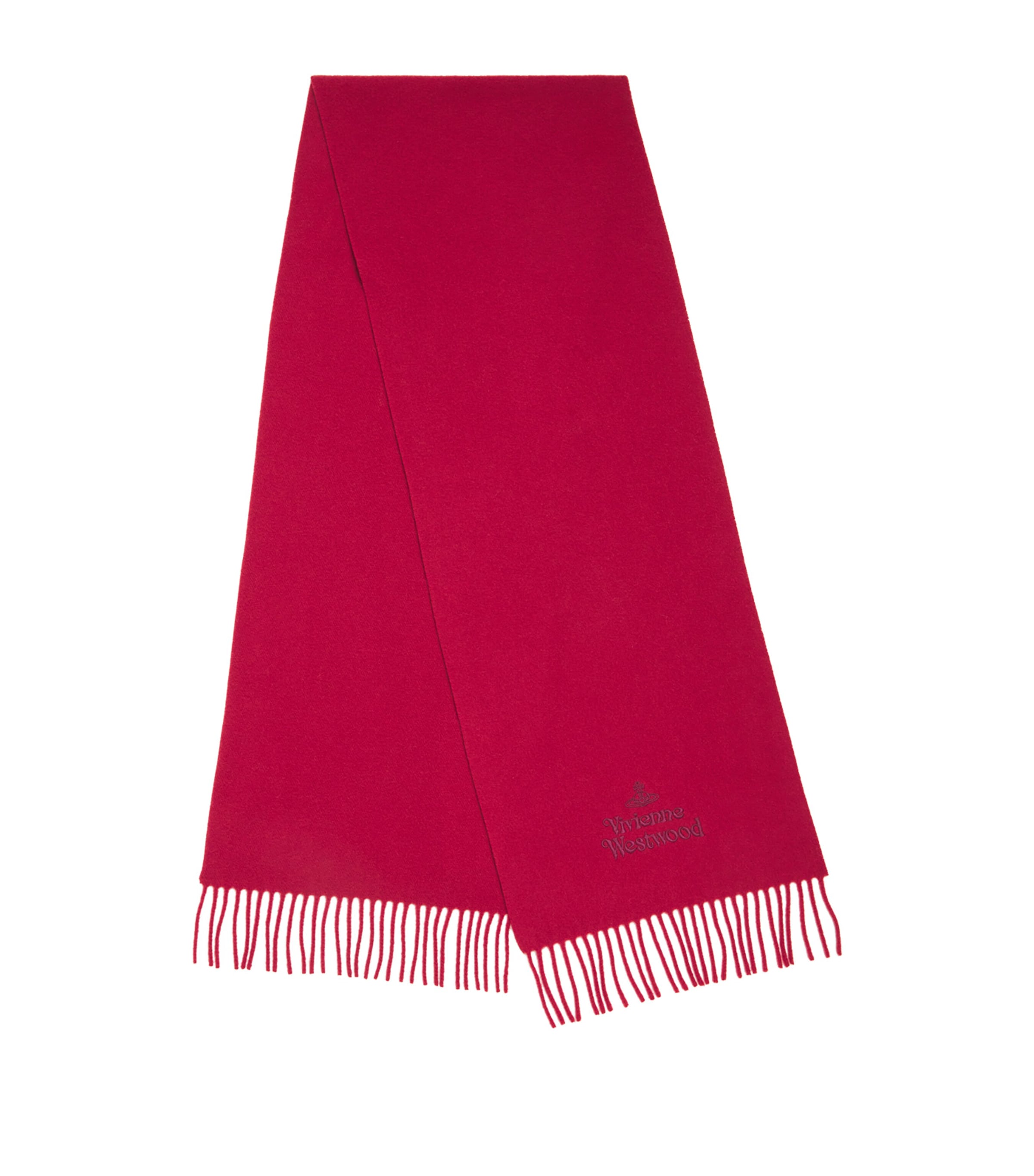 Vivienne Westwood Wool Logo Embroidered Scarf In Burgundy