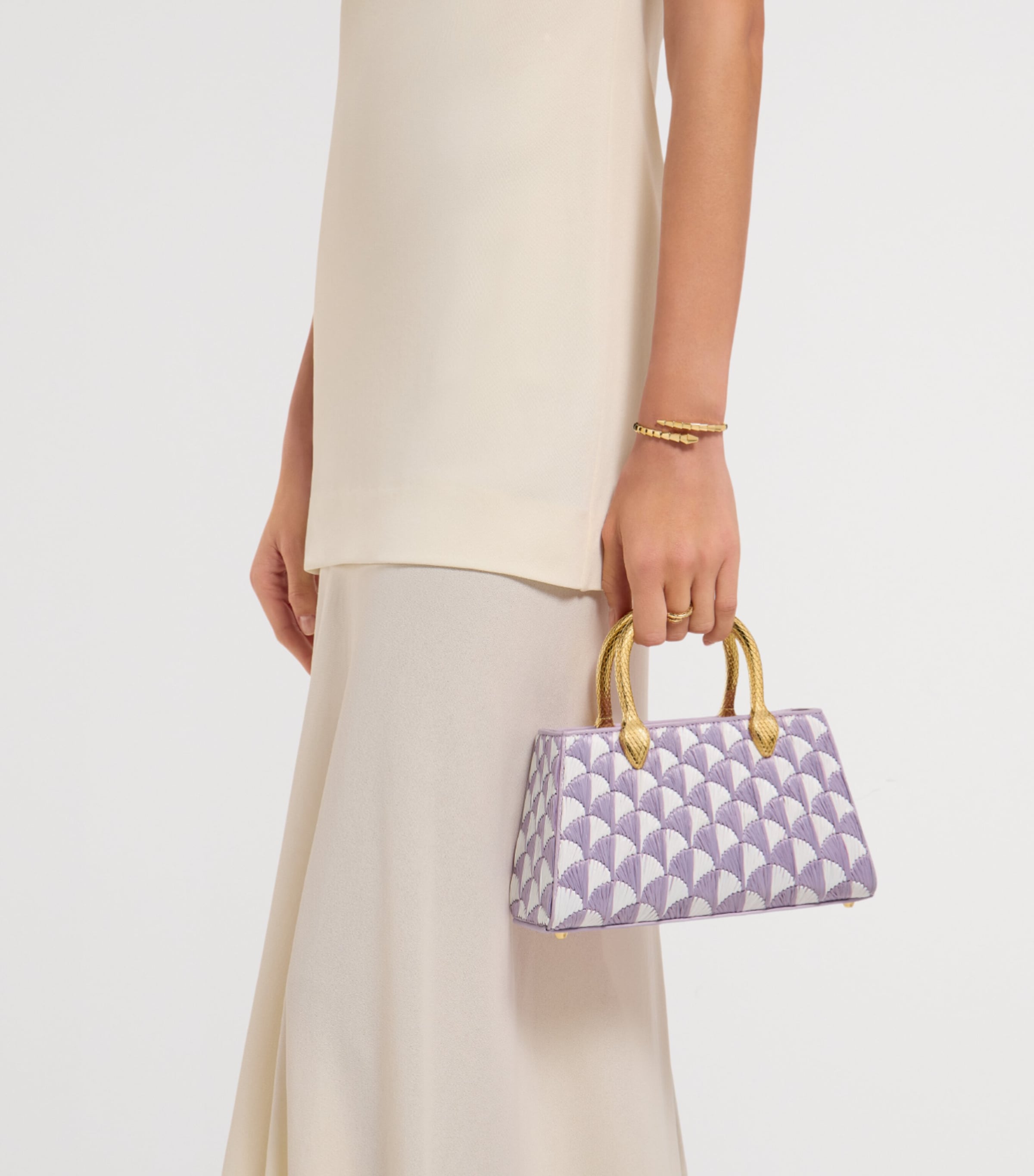 Bvlgari Raffia Serpentine Duette Top-Handle Bag Fuchsia Image 2