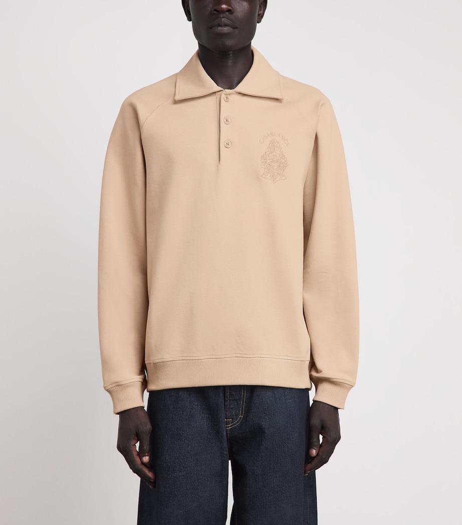 Casablanca Mens Stretch-Cotton Spread-Collar Sweatshirt Beige Image 4