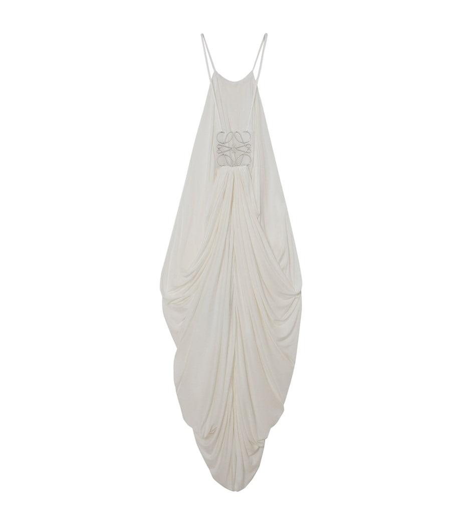 Silk Draped Anagram-Detail Dress WHITE Image 2