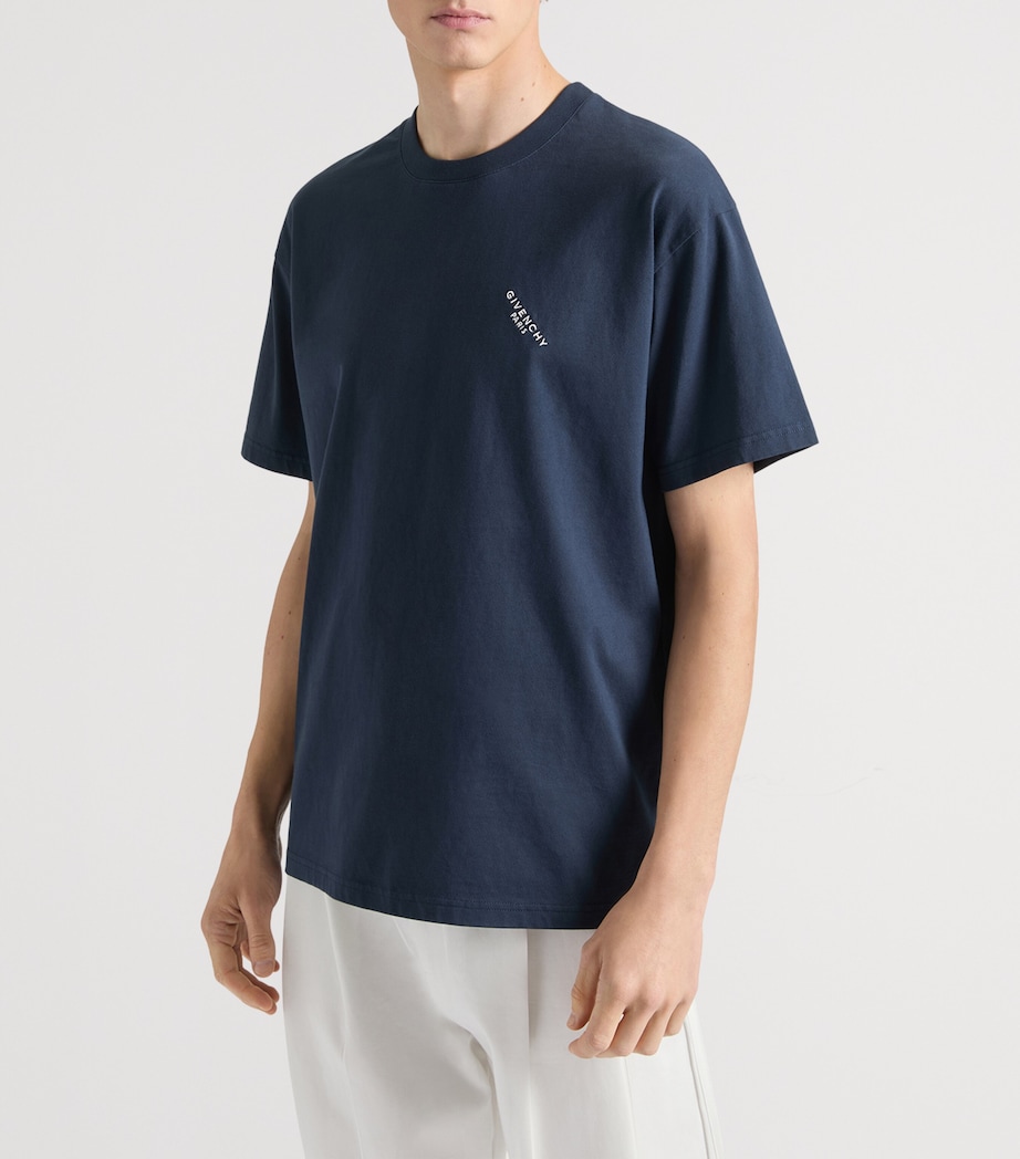 Cotton Slanted Logo T-Shirt DARK NAVY Image 2