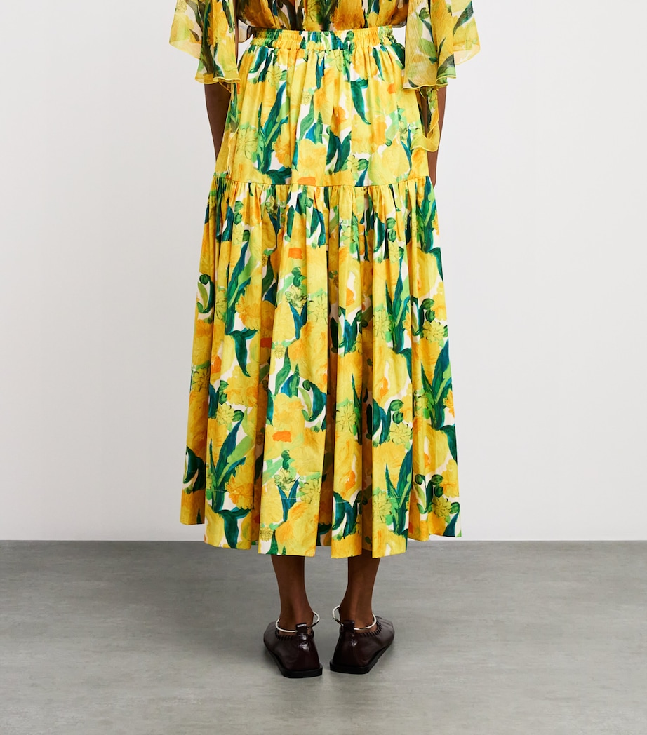 Floral Pleated Oscar Maxi Skirt YE02 ZESTY Image 4