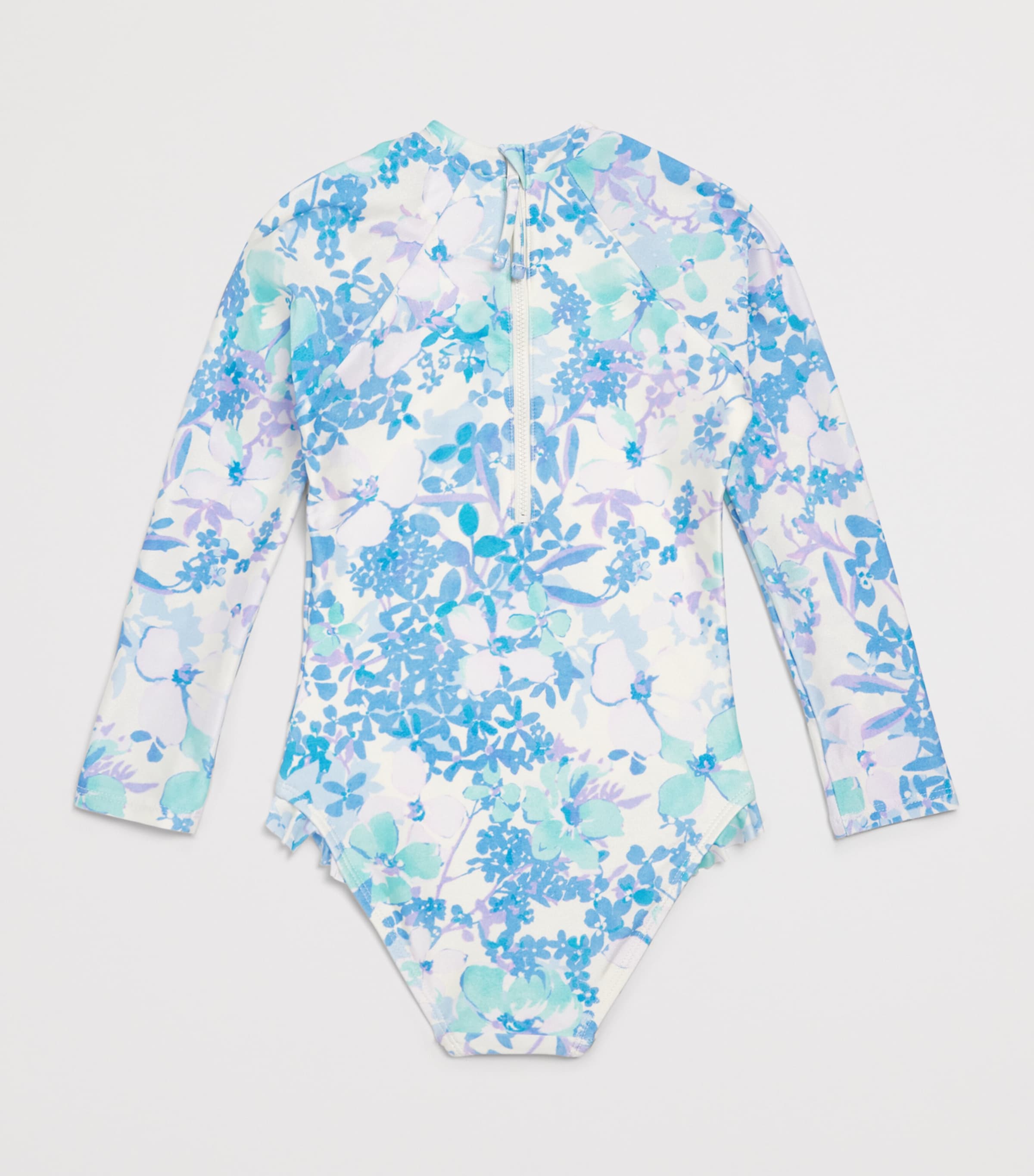 Zimmermann Kids Solstice Long-Sleeve Swimsuit (2-12 Years) Blue Multi Floral Image 2