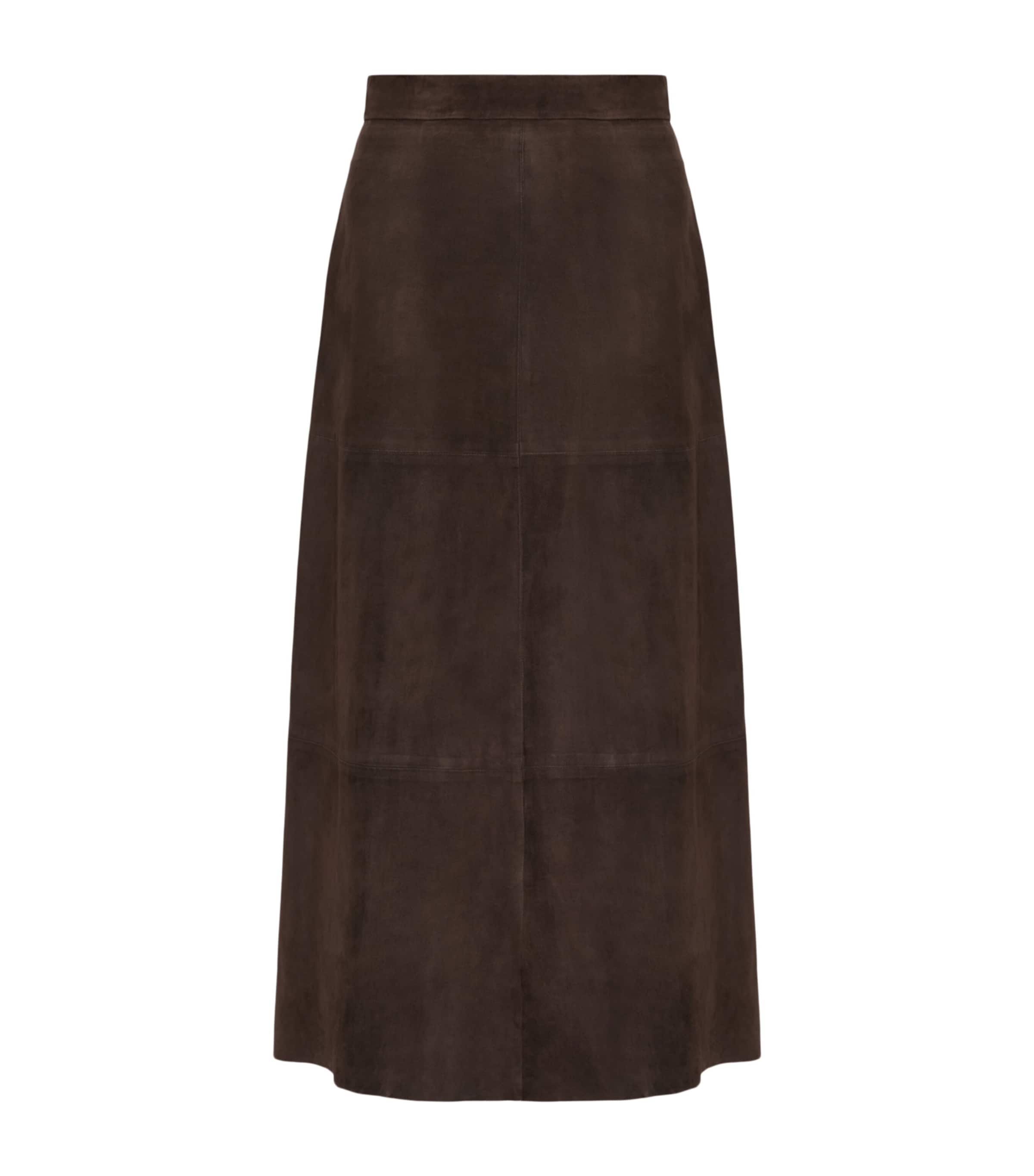 Max Mara Womens Suede Midi Skirt Brown Image 1