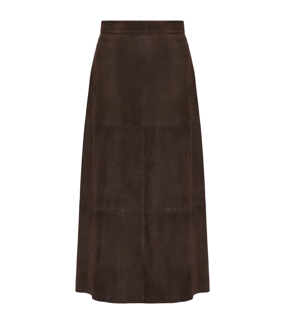 Max Mara Womens Suede Midi Skirt Brown Image 1