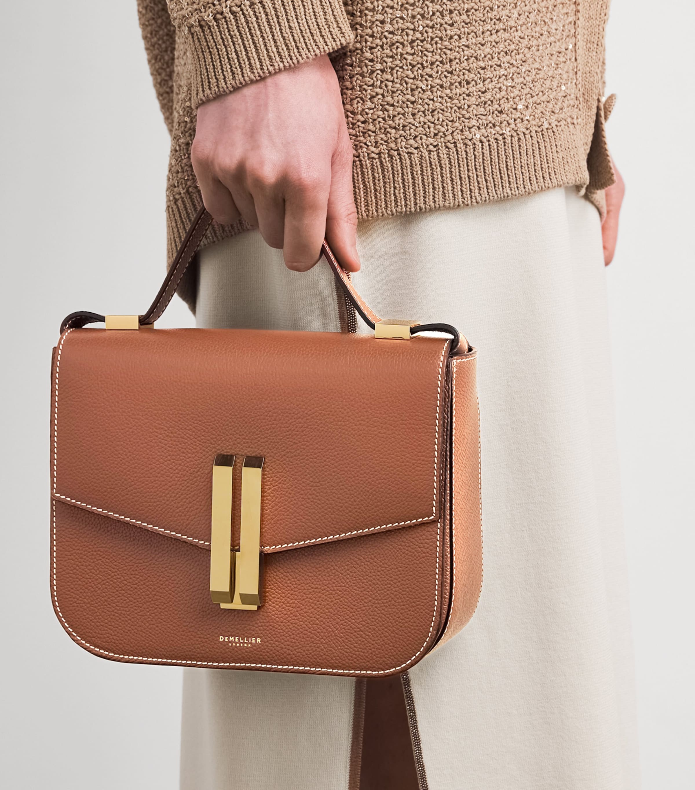 Leather Vancouver Cross-Body Bag TAN W/ECRU STITCHING Image 5