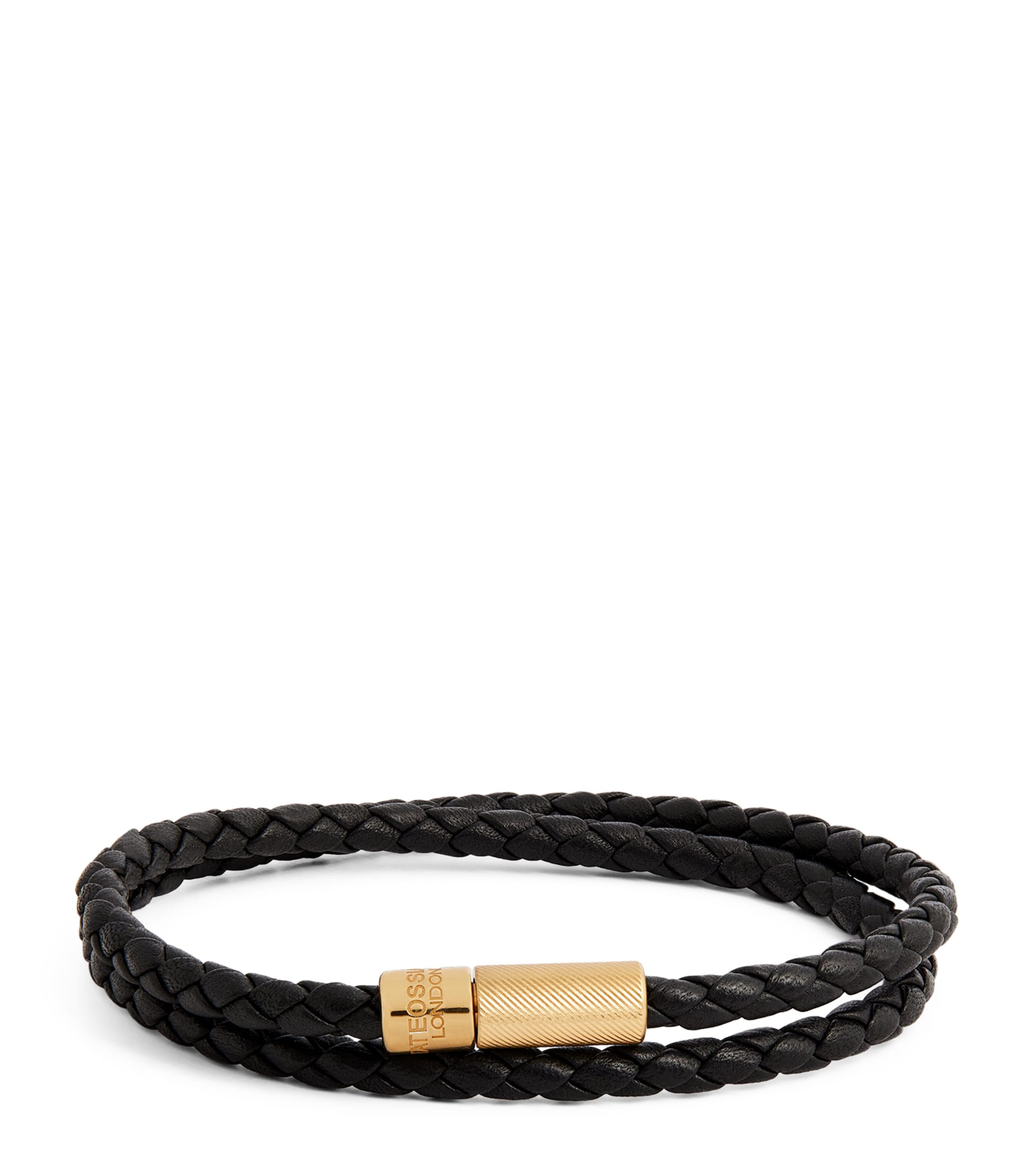Tateossian Gold-Plated Leather Macramé Bracelet Gold/ Black Image 1