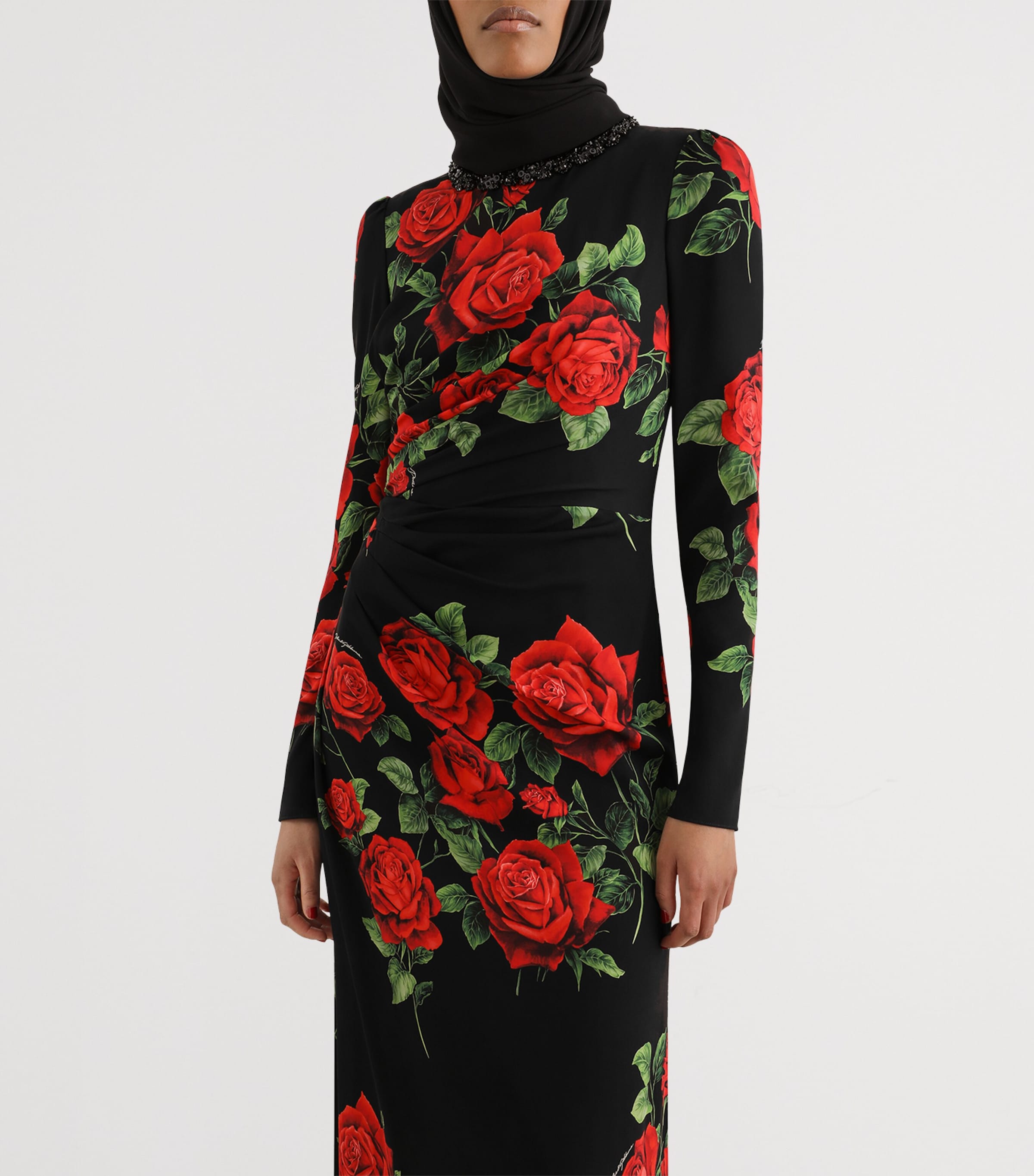 Dolce&Gabbana Womens Rose-Print Maxi Dress Rose Rosse F.n Image 4