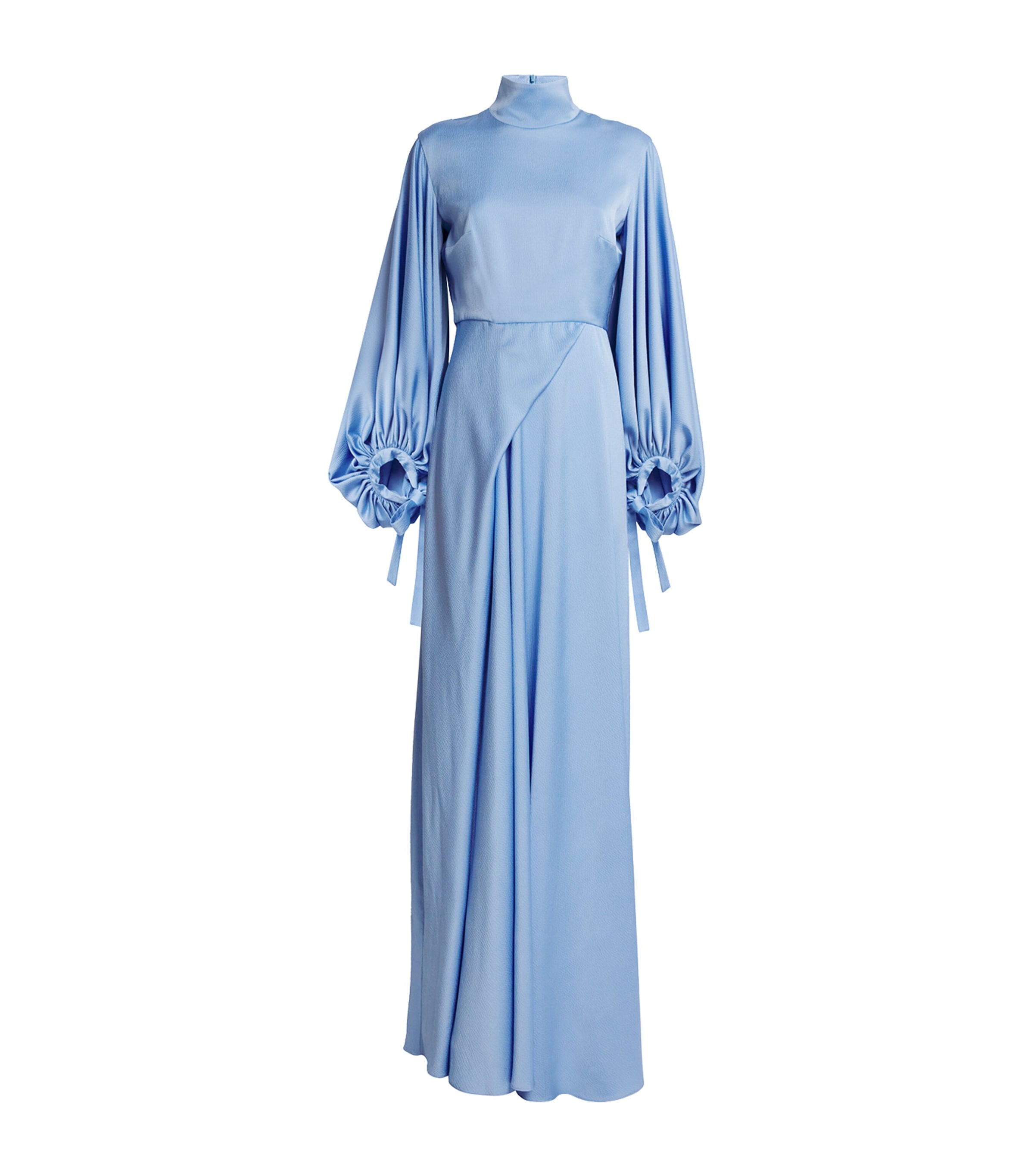 Edeline Lee Charmeuse Crinkle Cristo Gown In Blue