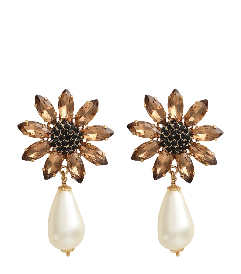 Dolce&Gabbana Embellished Flower Clip-On Earrings Gold Image 1