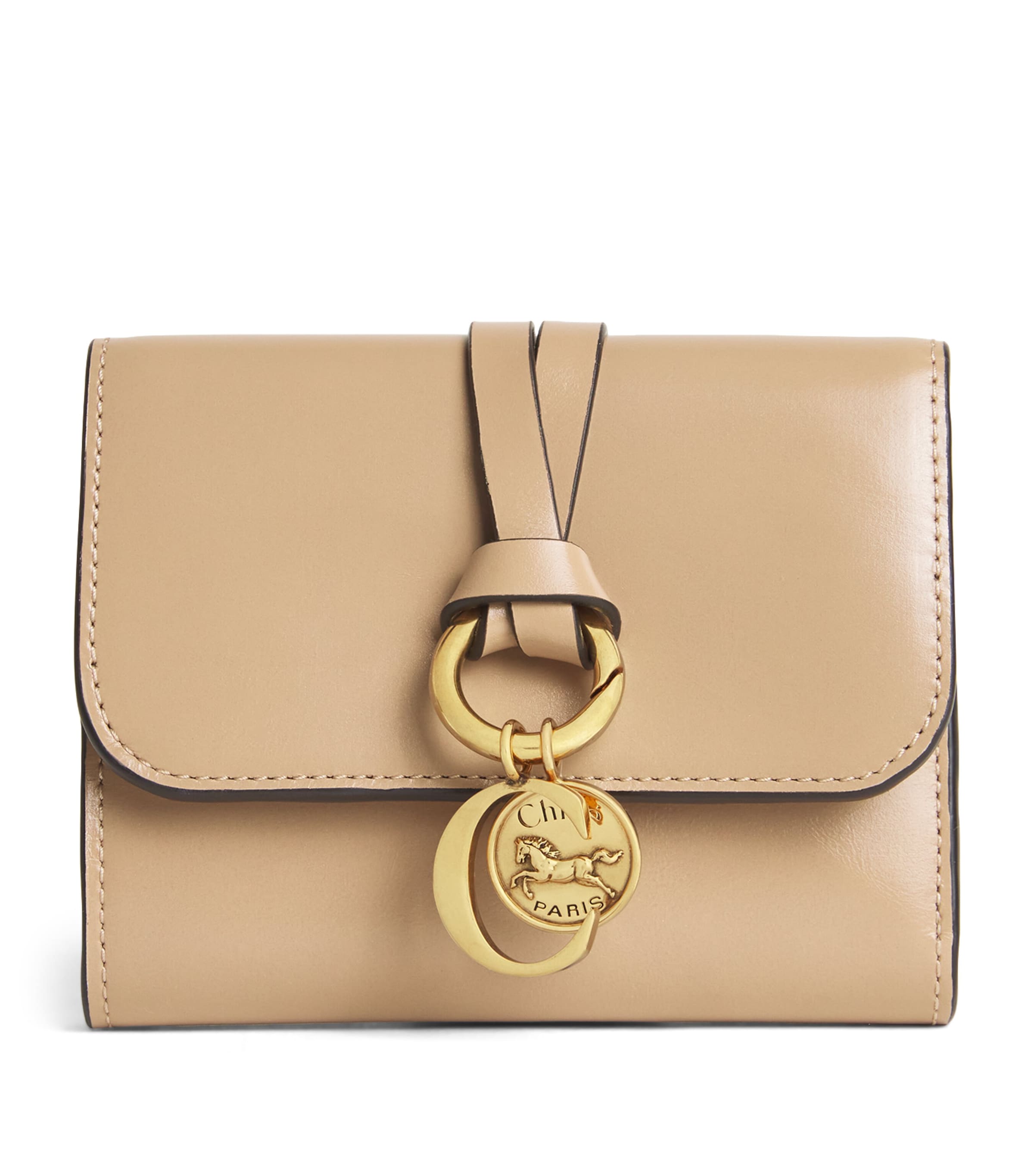 Chloé Small Calfskin Alphabet Wallet In Beige