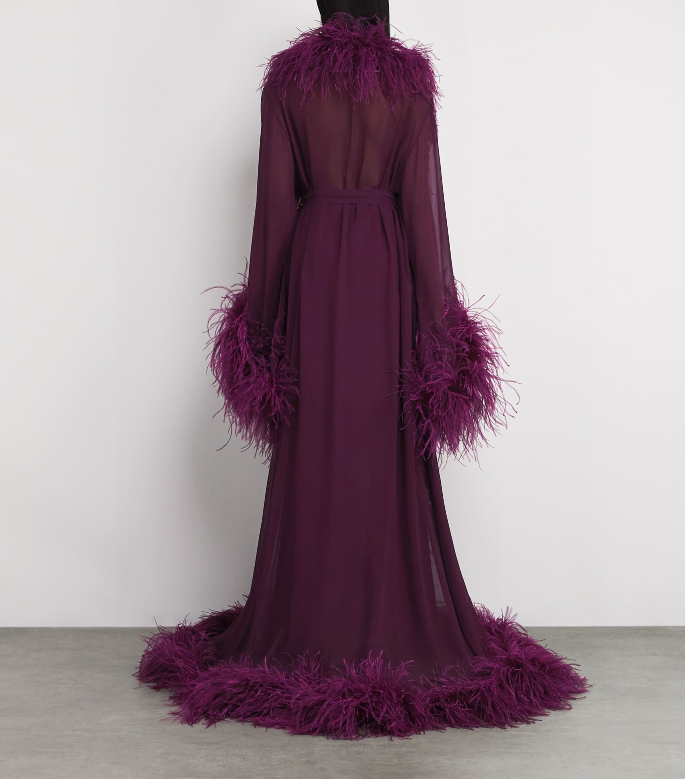 Chiffon Feather Vedette Maxi Dress PLUM Image 3