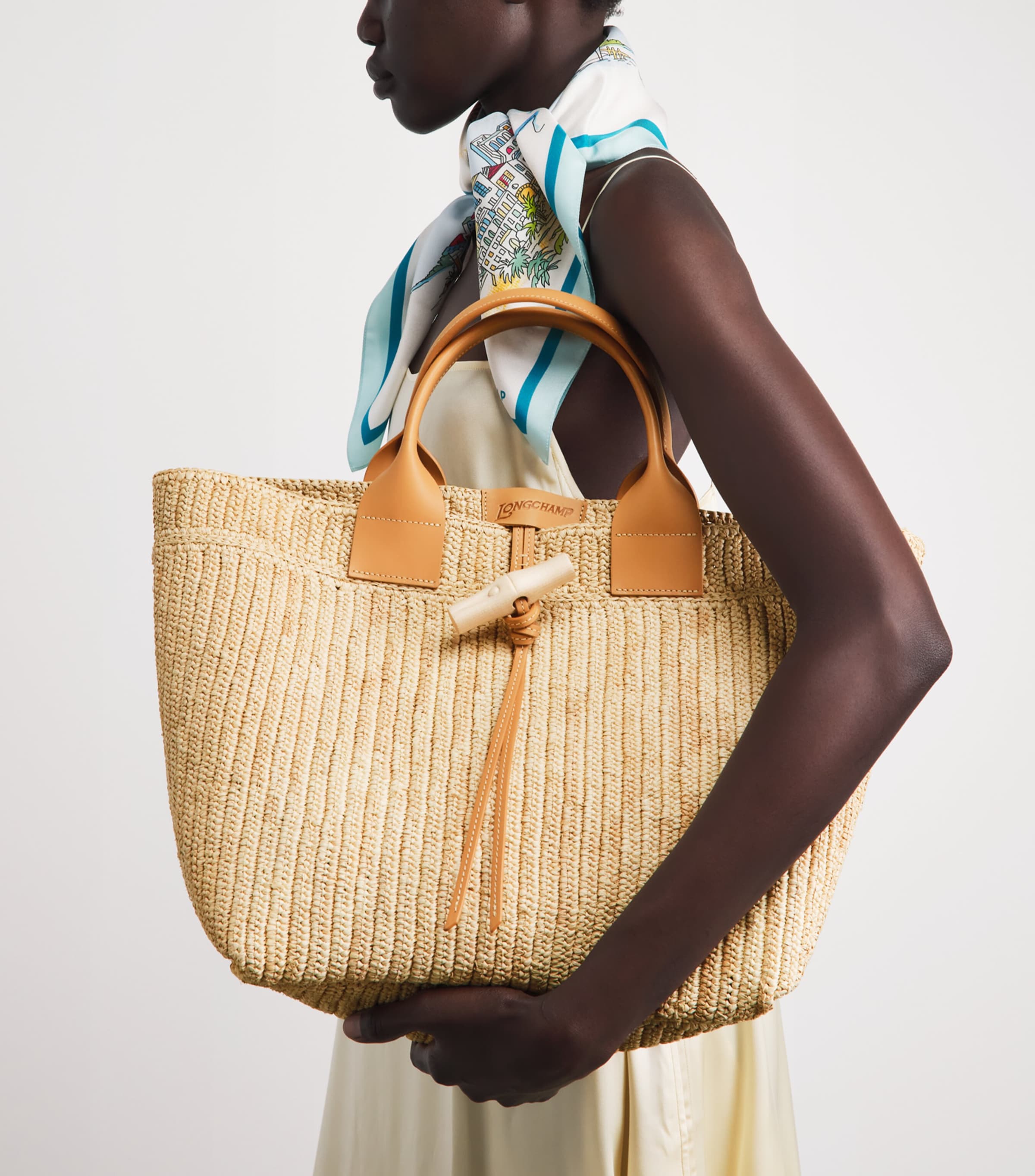 Longchamp Large Raffia Le Roseau Tote Bag Vegetal Image 2