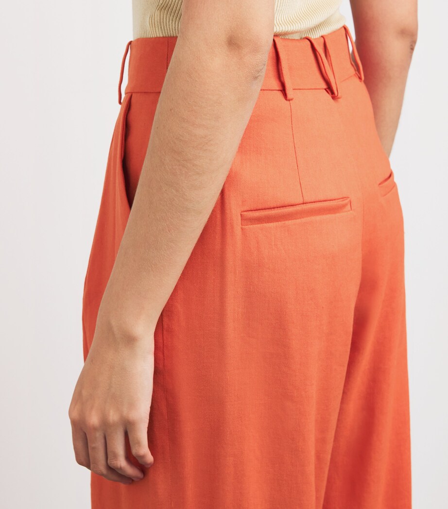 Veronica Beard Womens Linen-Blend Heyser Trousers Persimmon Image 6