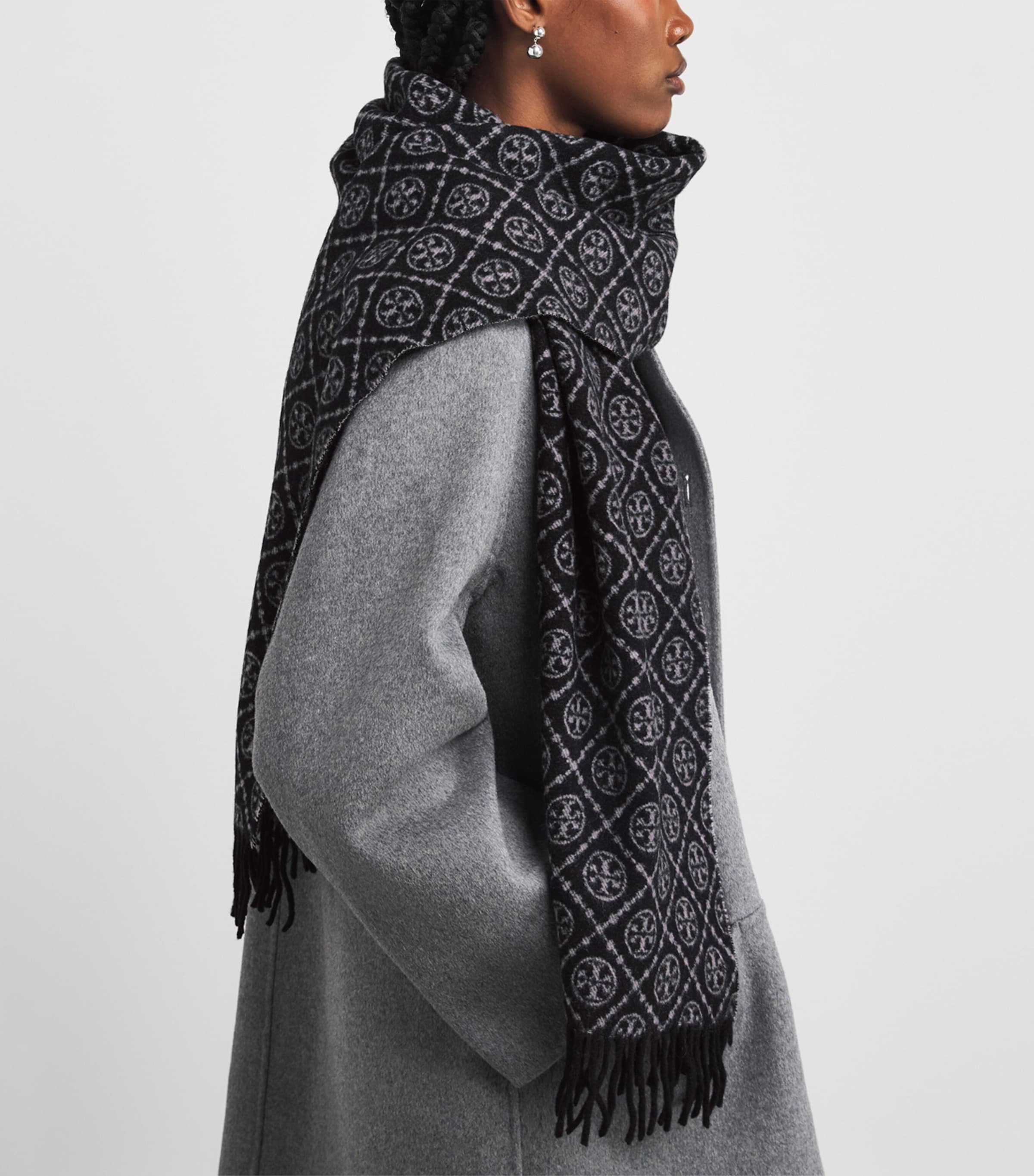 Wool-Cashmere Monogram Scarf BLACK 001 Image 2